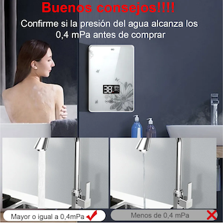 Foto 2 | Calentador De Agua Instantáneo Con Control Remoto 6000 W Eo Safe Imports Esi-18829 Plata