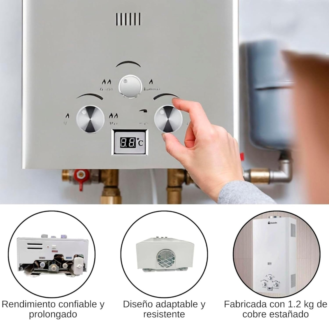 Foto 4 pulgar | Calentador De Agua Eléctrico De 12 Litros Bluelander Blanco