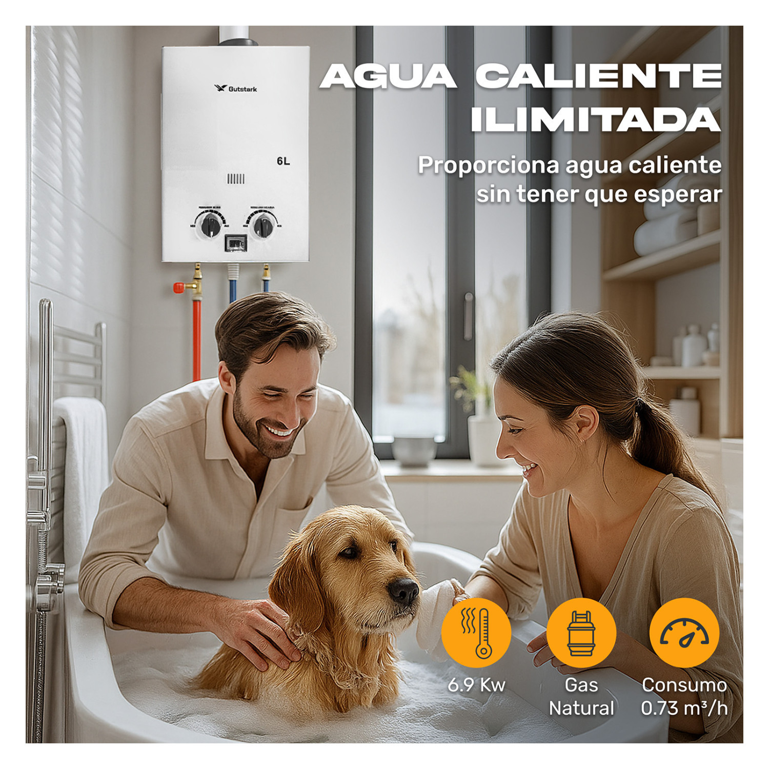 Foto 3 | Calentador De Agua Instantaneo De Paso 6 Litros Gas Natural Gutstark Home