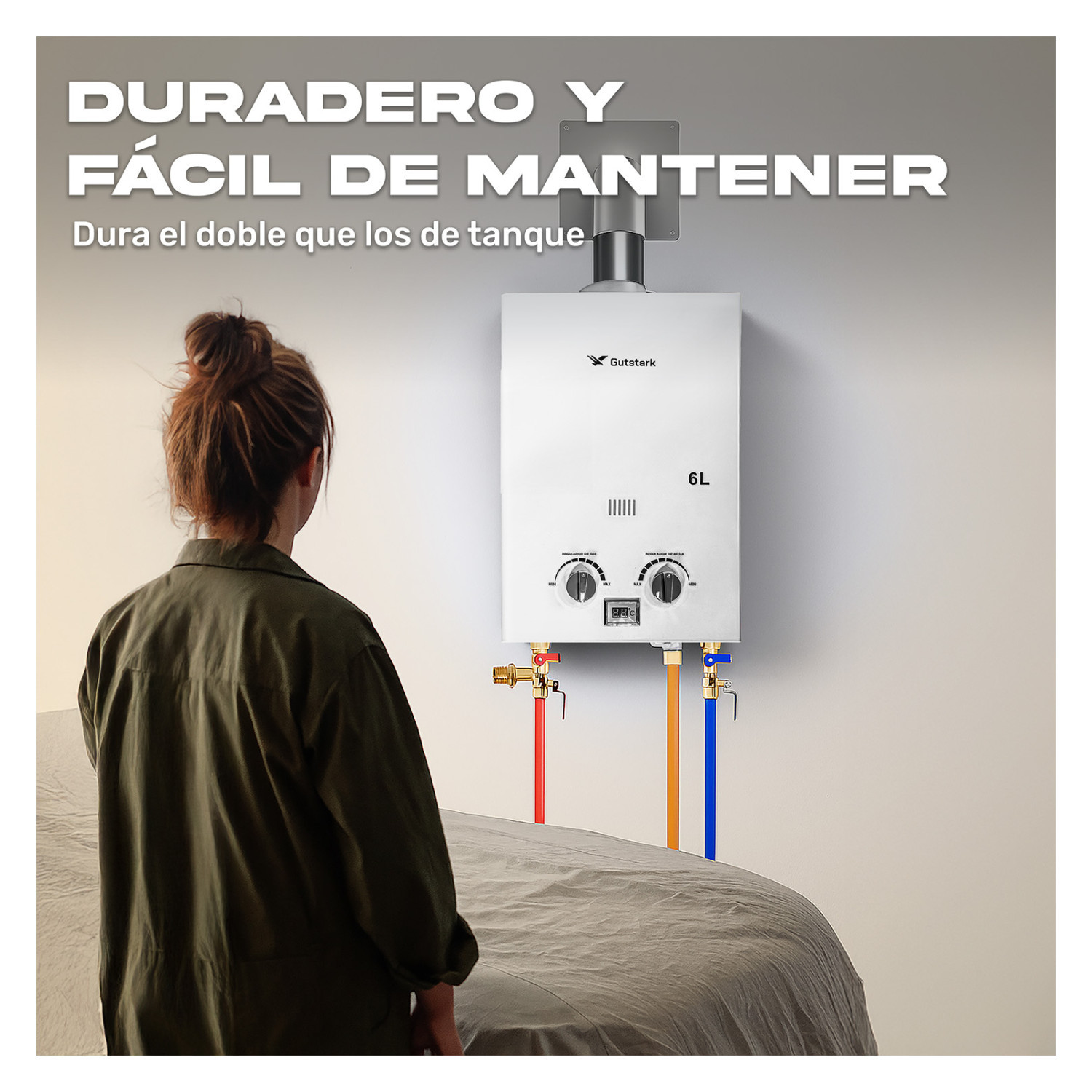 Foto 7 pulgar | Calentador De Agua Instantaneo De Paso 6 Litros Gas Natural Gutstark Home