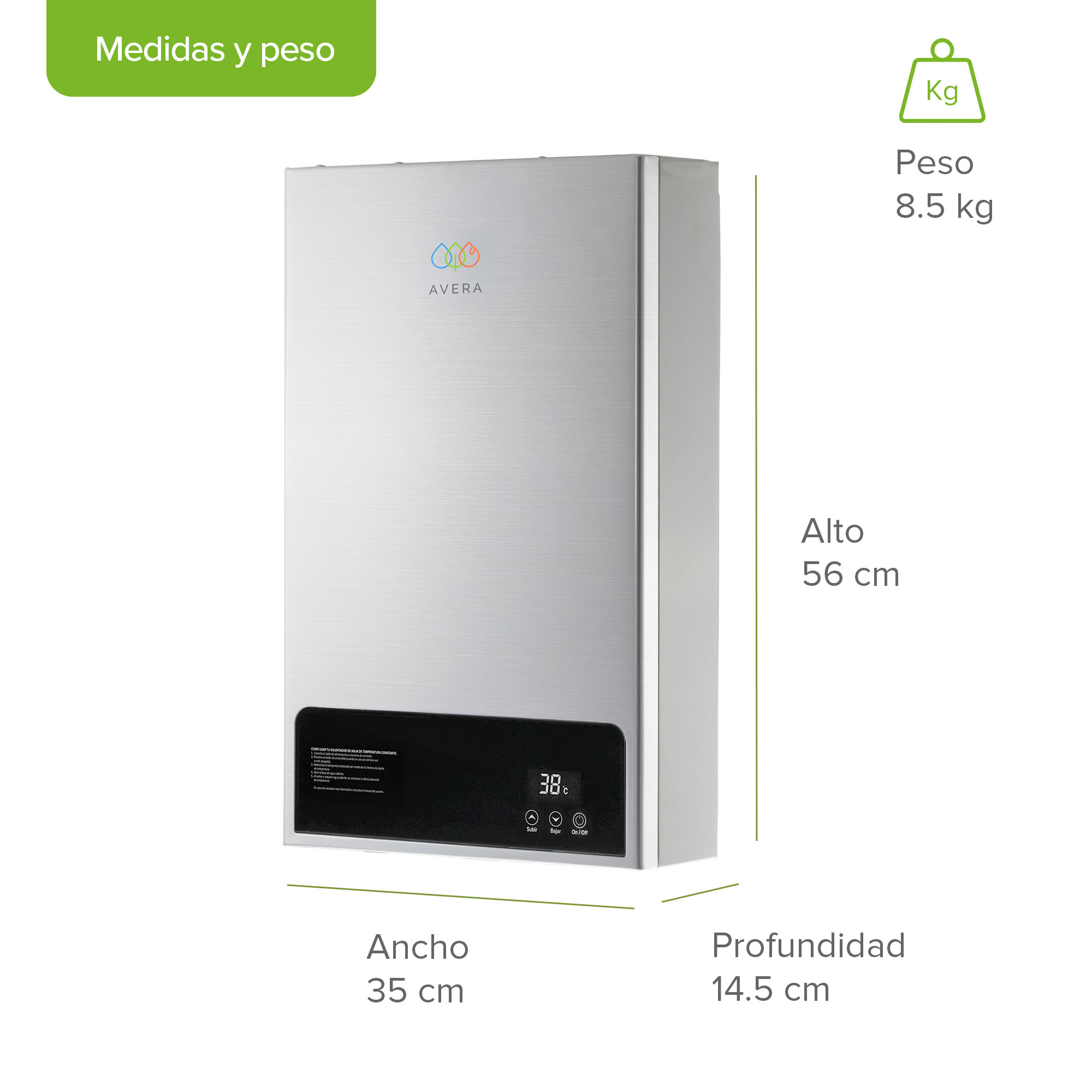Foto 3 pulgar | Calentador De Agua Instantáneo Modulante Gas Lp  Capacidad 10l/minuto  2 Servicios Avera Cm10