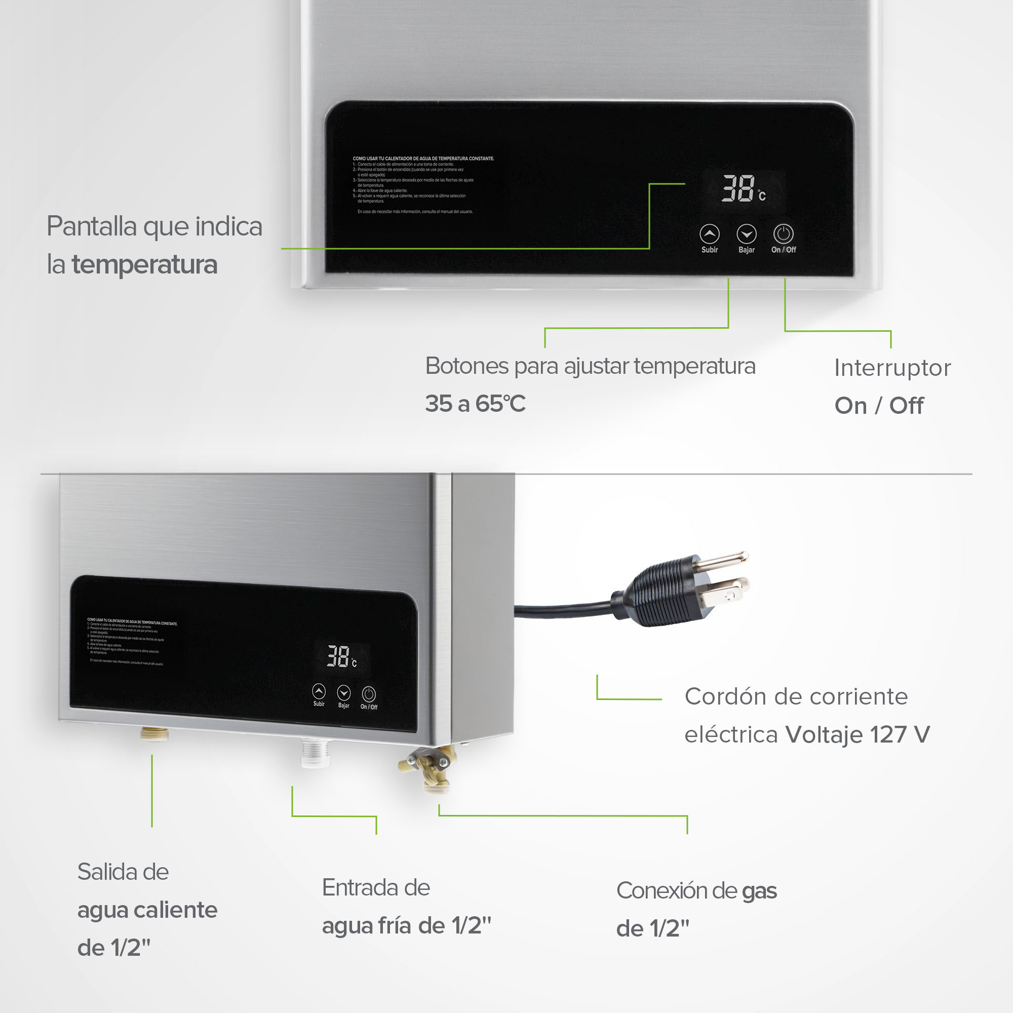 Foto 4 | Calentador De Agua Instantáneo Modulante Gas Lp  Capacidad 10l/minuto  2 Servicios Avera Cm10
