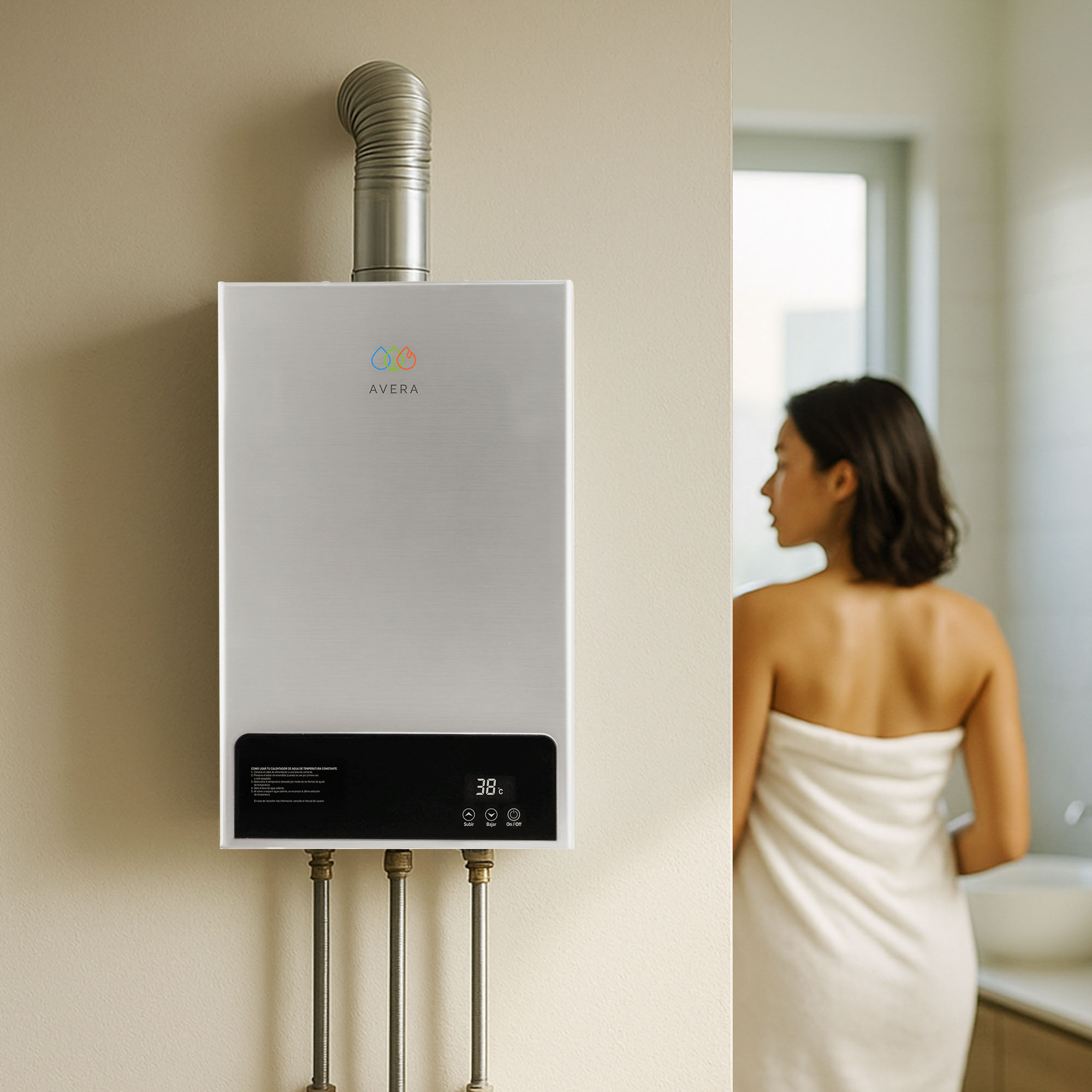 Foto 9 pulgar | Calentador De Agua Instantáneo Modulante Gas Lp  Capacidad 10l/minuto  2 Servicios Avera Cm10