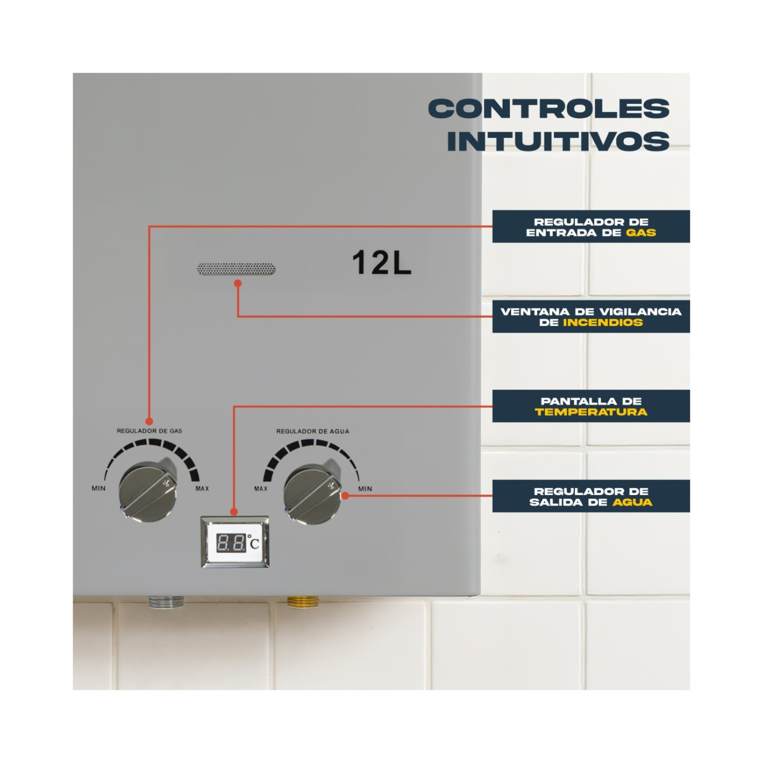 Foto 2 | Calentador De Agua Instantaneo Boiler De Paso 12 Lt Gas Lp Gutstark Home