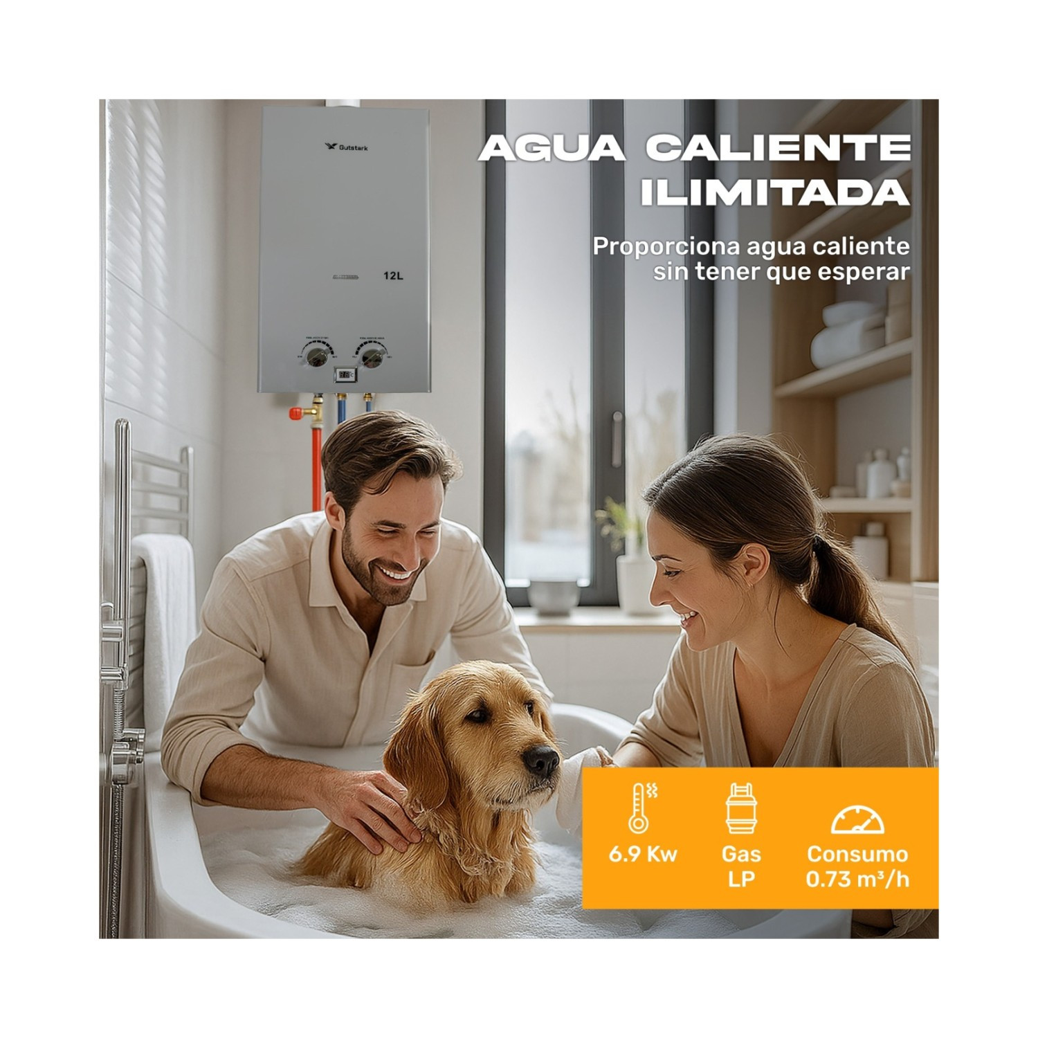 Foto 3 | Calentador De Agua Instantaneo Boiler De Paso 12 Lt Gas Lp Gutstark Home