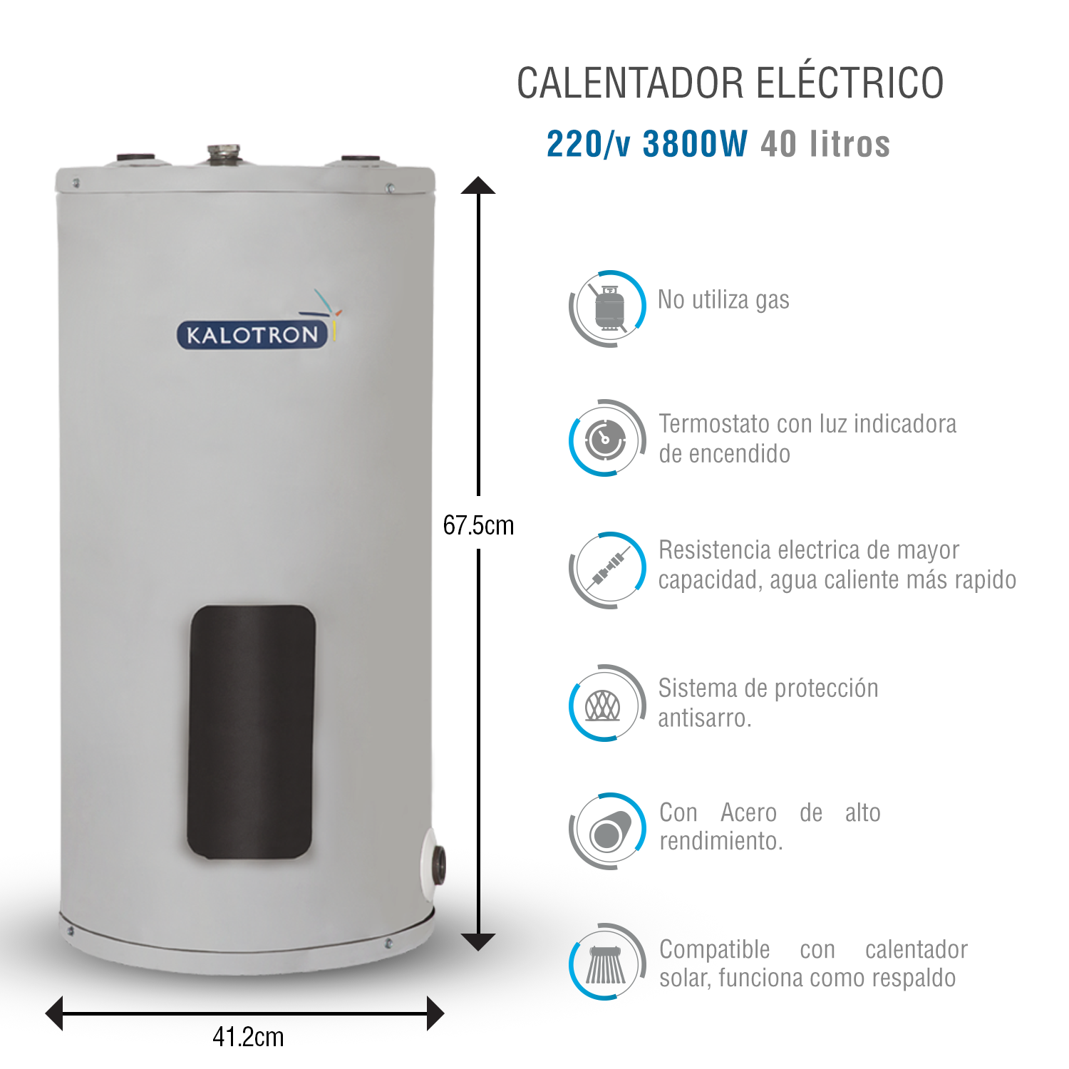 Foto 4 pulgar | Calentador Eléctrico para 1 Lavabo Kalotron KA-ELE-00040-02 color Blanco 40L