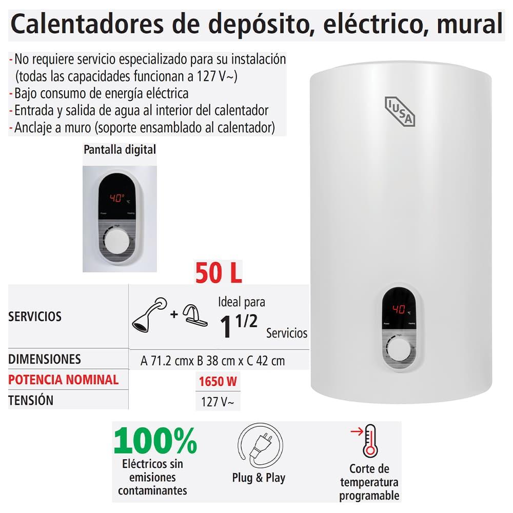 Foto 5 pulgar | Calentador De Depósito Eléctrico Iusa 50 L, Mural