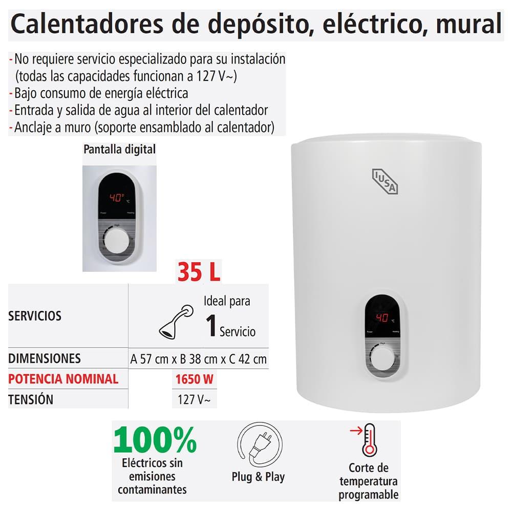 Foto 5 pulgar | Calentador De Depósito Eléctrico Iusa 35 L, Mural