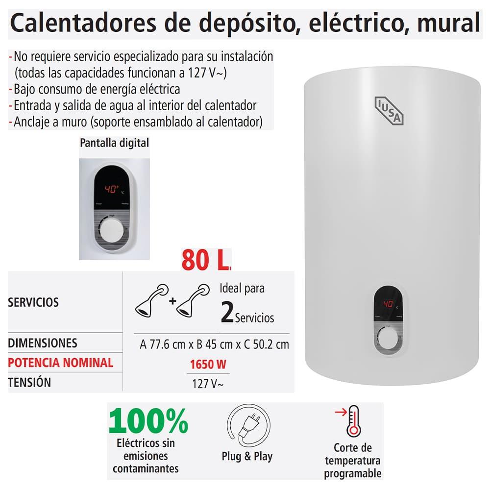 Foto 4 | Calentador De Depósito Eléctrico Iusa 80 L Mural