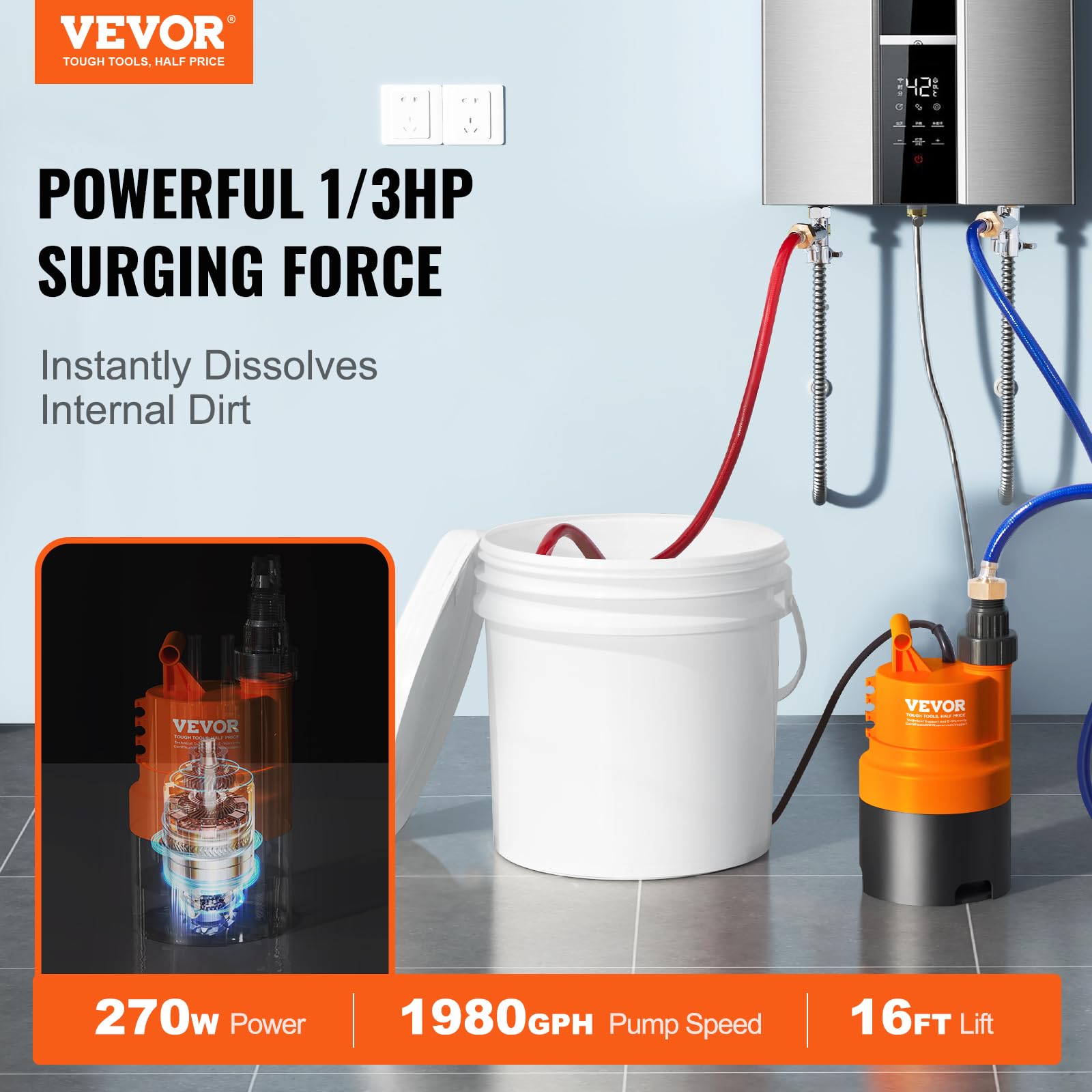 Foto 3 pulgar | Kit De Descarga Para Calentador De Agua Sin Tanque Vevor Con Bomba Y Accesorios - Venta Internacional.