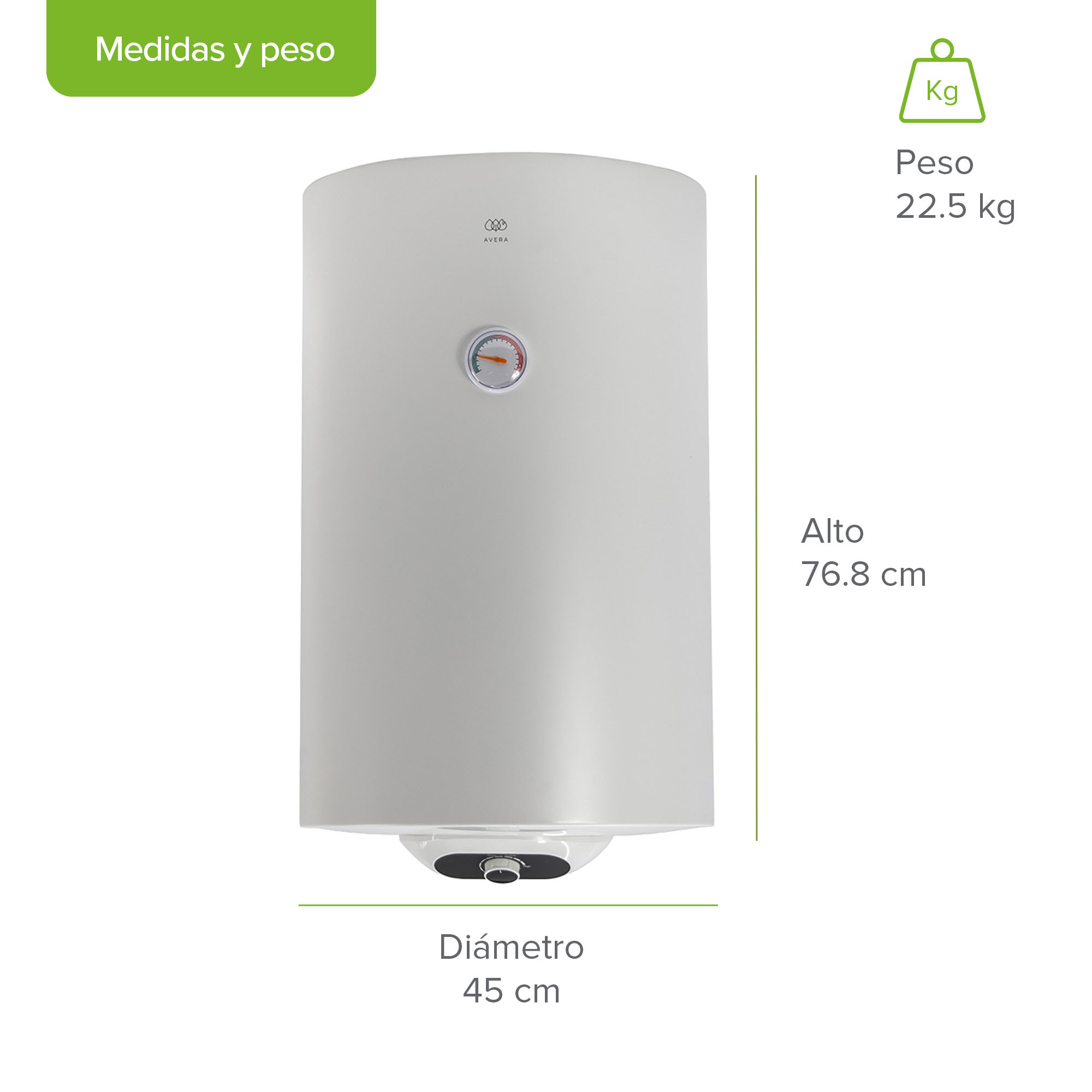 Foto 3 pulgar | Calentador De Agua De Depósito Eléctrico 80l  2 Servicios Avera C80l