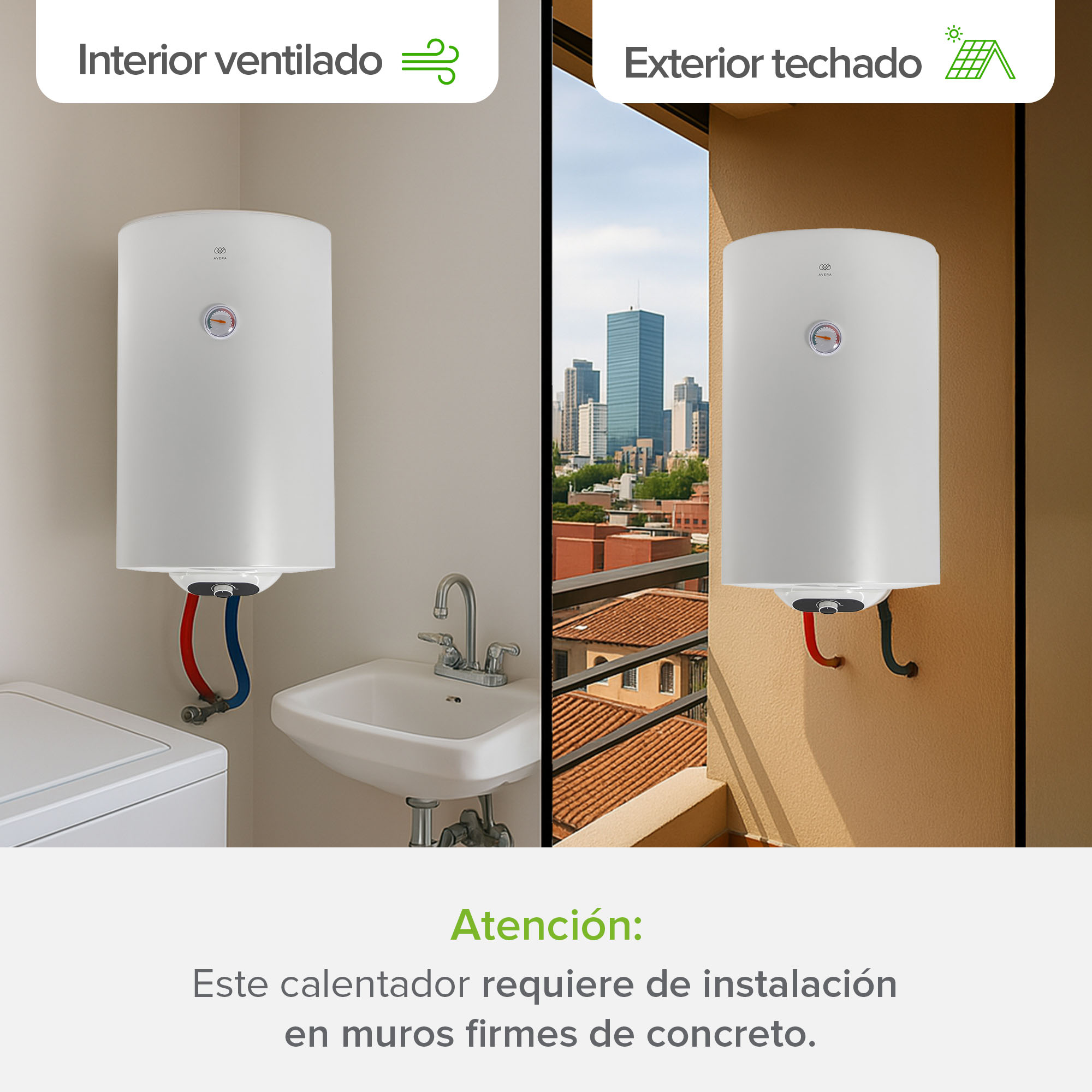 Foto 7 pulgar | Calentador De Agua De Depósito Eléctrico 80l  2 Servicios Avera C80l