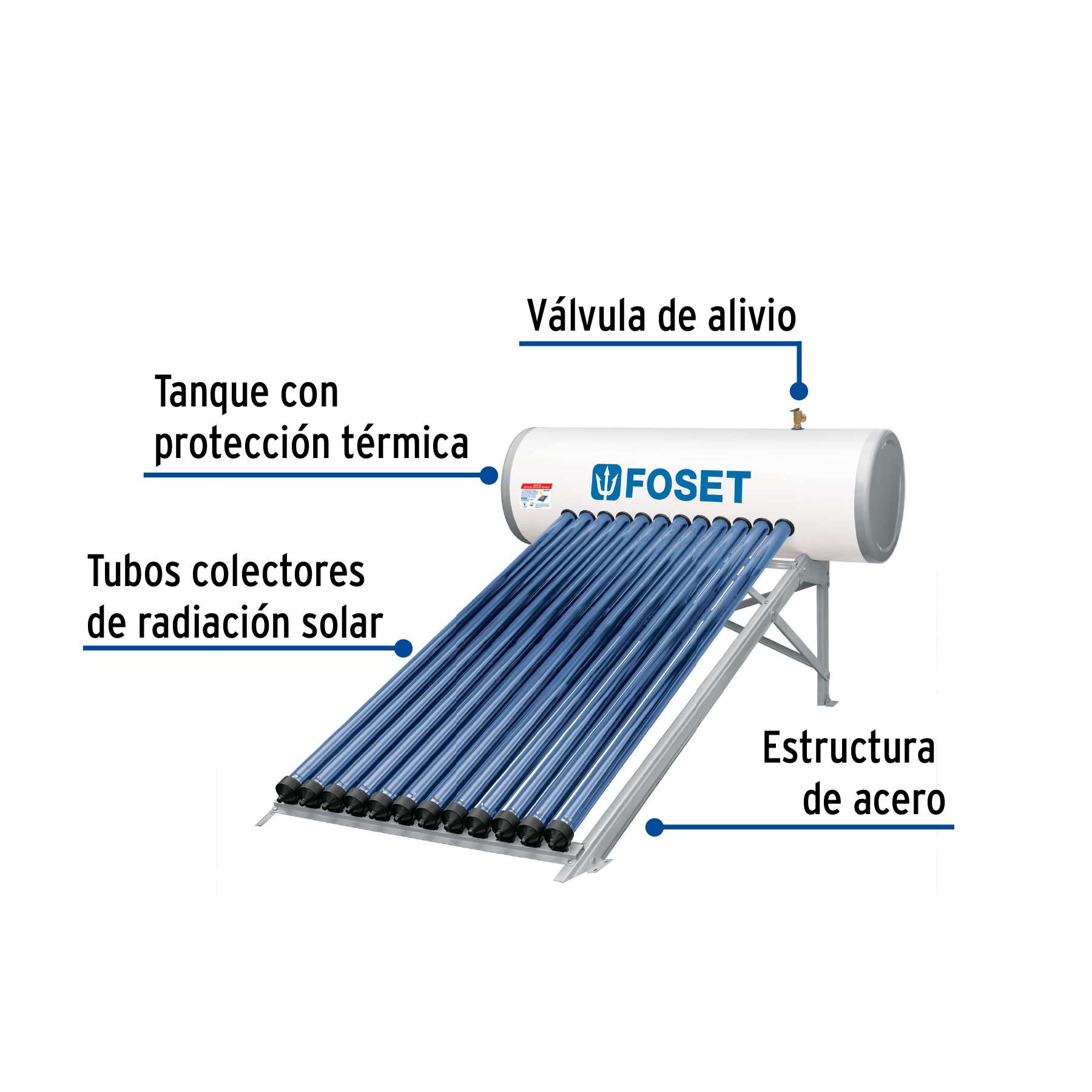 Foto 3 pulgar | Calentador Solar de Agua Foster Heat Pipe 12 Tubos 150l