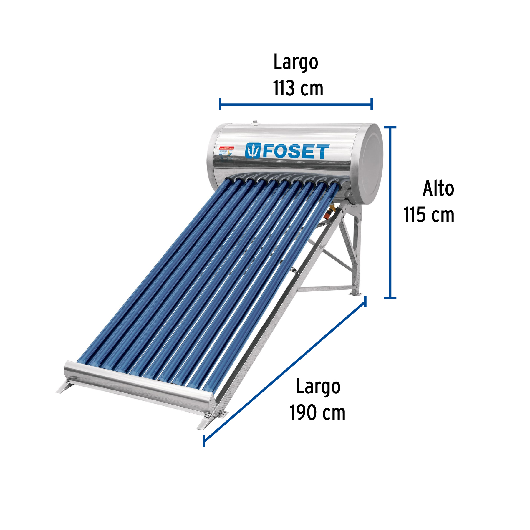 Foto 3 pulgar | Calentador Solar de Agua Foset color Gris 10 Tubos 130 L 3 Personas