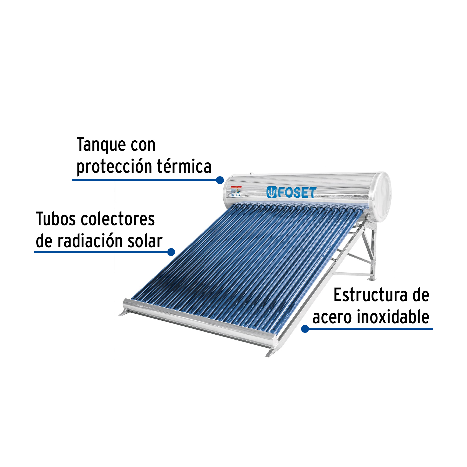 Foto 3 pulgar | Calentador Solar de Agua Foset de 20 Tubos 240 L 7 Personas