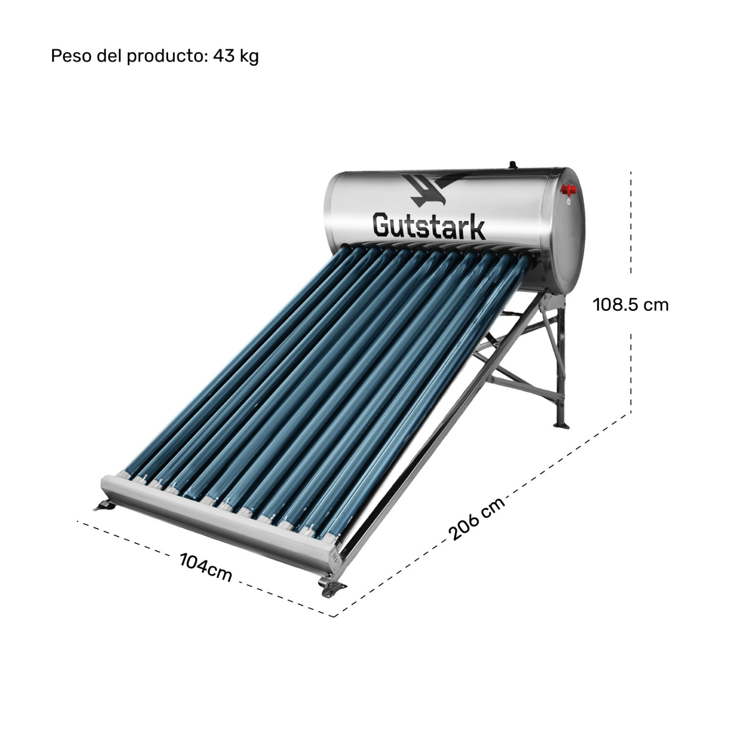 Foto 6 pulgar | Calentador Solar Eco 12 Tubos 150 Litros 5 A 6 Personas Gutstark Home