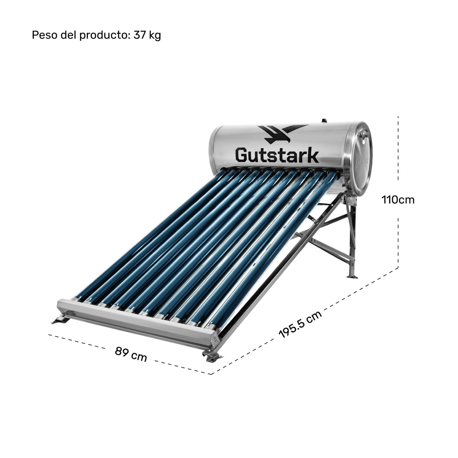 Foto 6 pulgar | Calentador Solar Eco 10 Tubos 130 Litros 3 A 4 Personas Gutstark Home