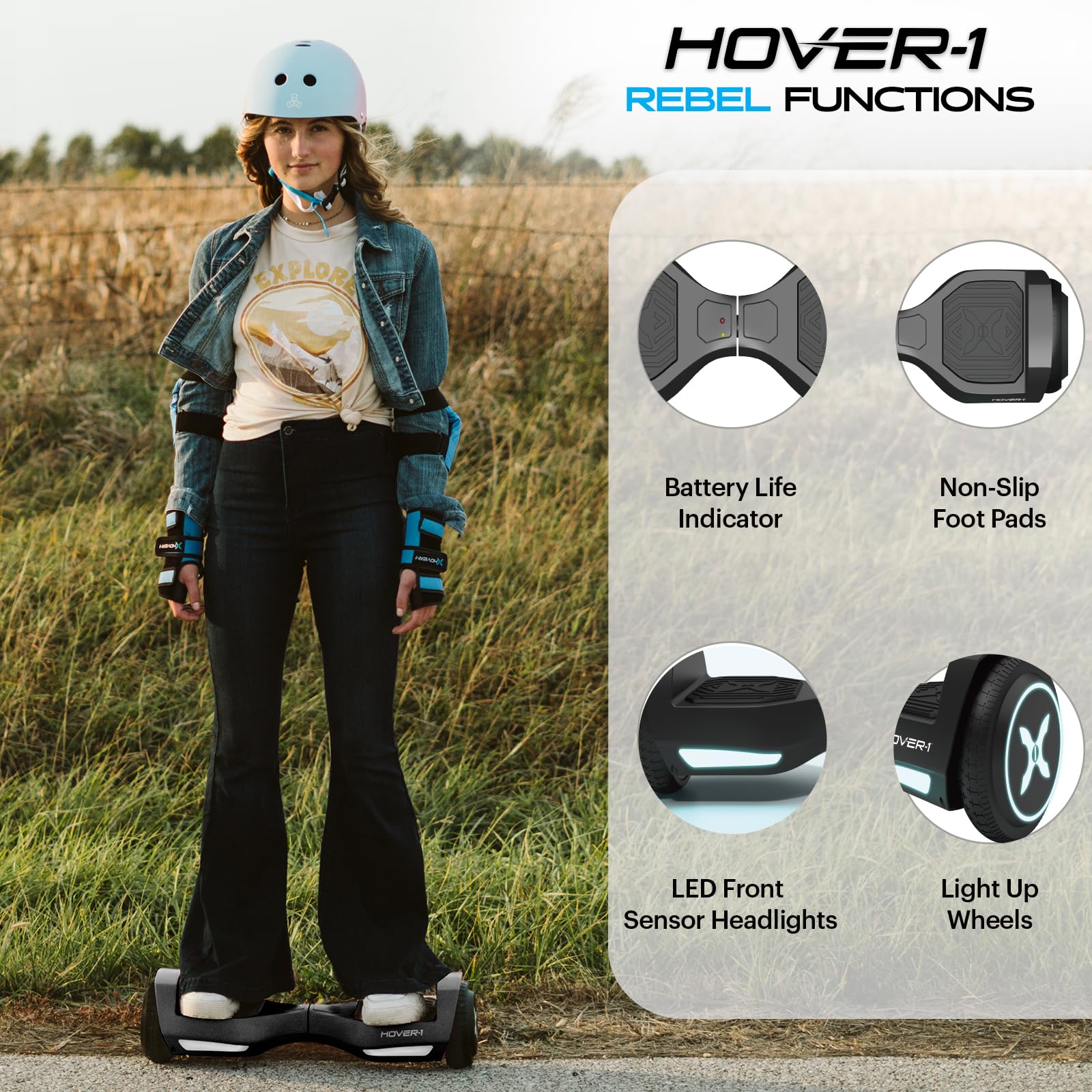 Foto 4 pulgar | Neumáticos Hoverboard Hover-1 Rebel Electric Autoequilibrantes Para Niños 6.5 - Venta Internacional.