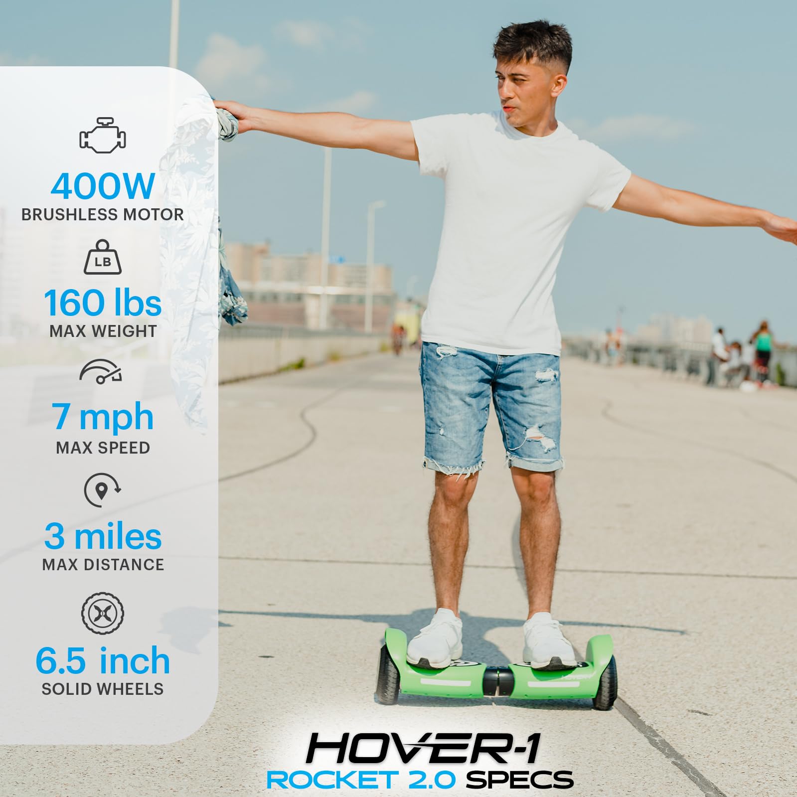 Foto 2 | Hoverboard Hover-1 Rocket 2.0 7 Mph Verde - Venta Internacional