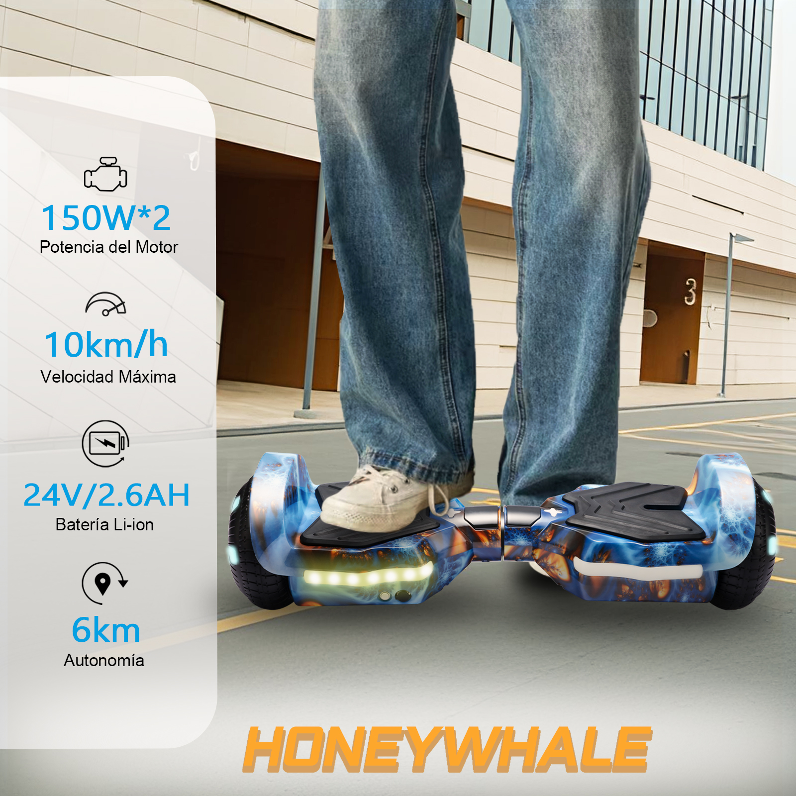 Foto 3 pulgar | Hoverboard Eléctrico Infantil Honey Whale K1 Azul Estrella
