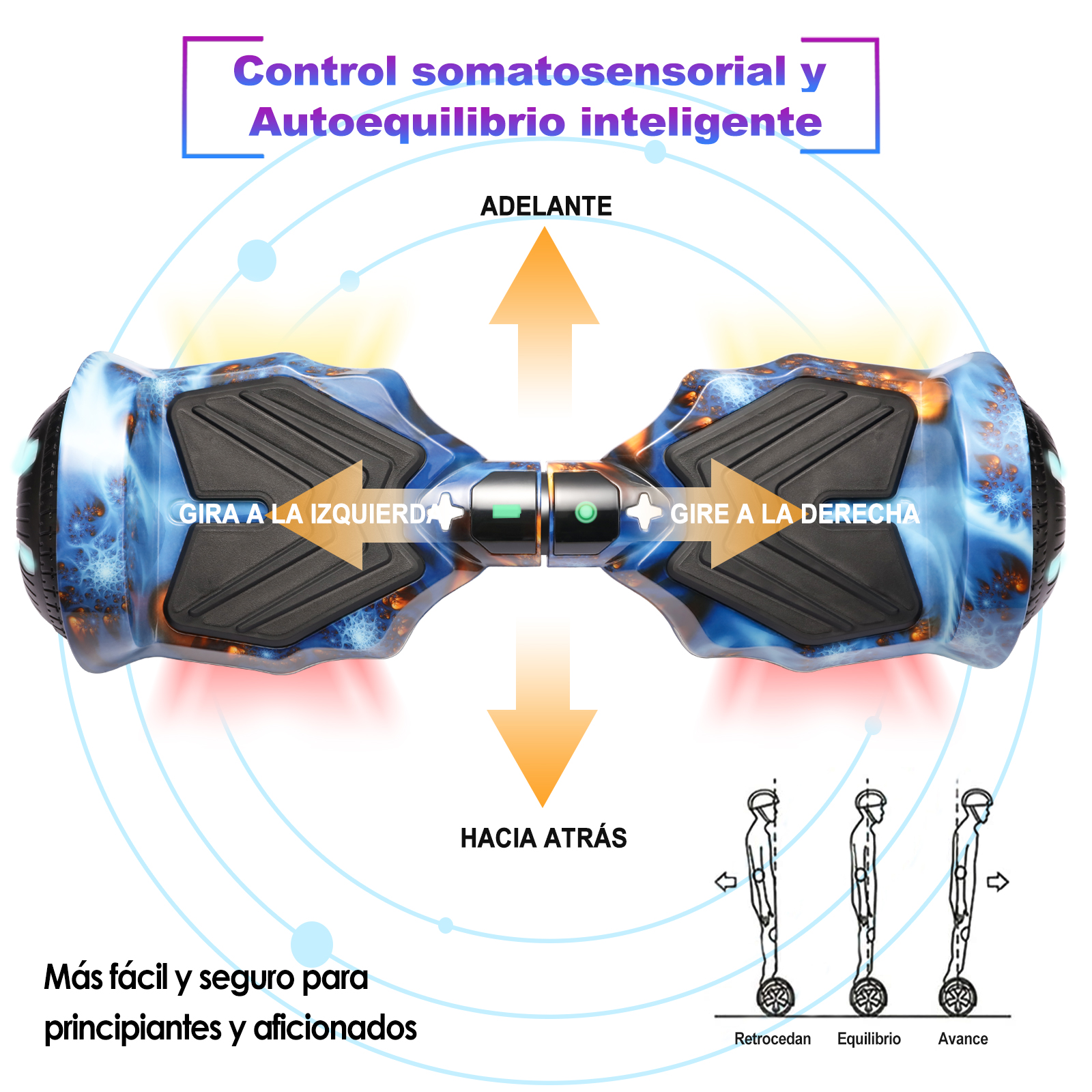 Foto 5 pulgar | Hoverboard Eléctrico Infantil Honey Whale K1 Azul Estrella