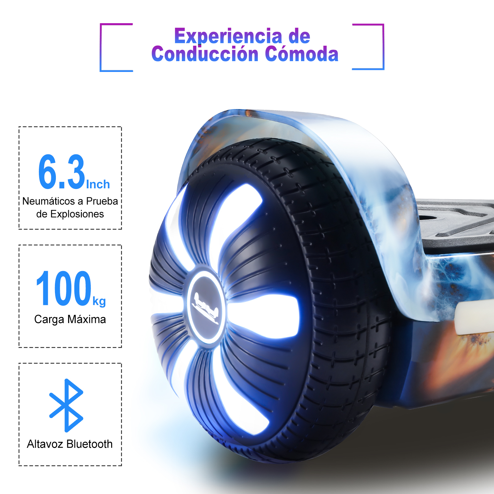 Foto 6 pulgar | Hoverboard Eléctrico Infantil Honey Whale K1 Azul Estrella