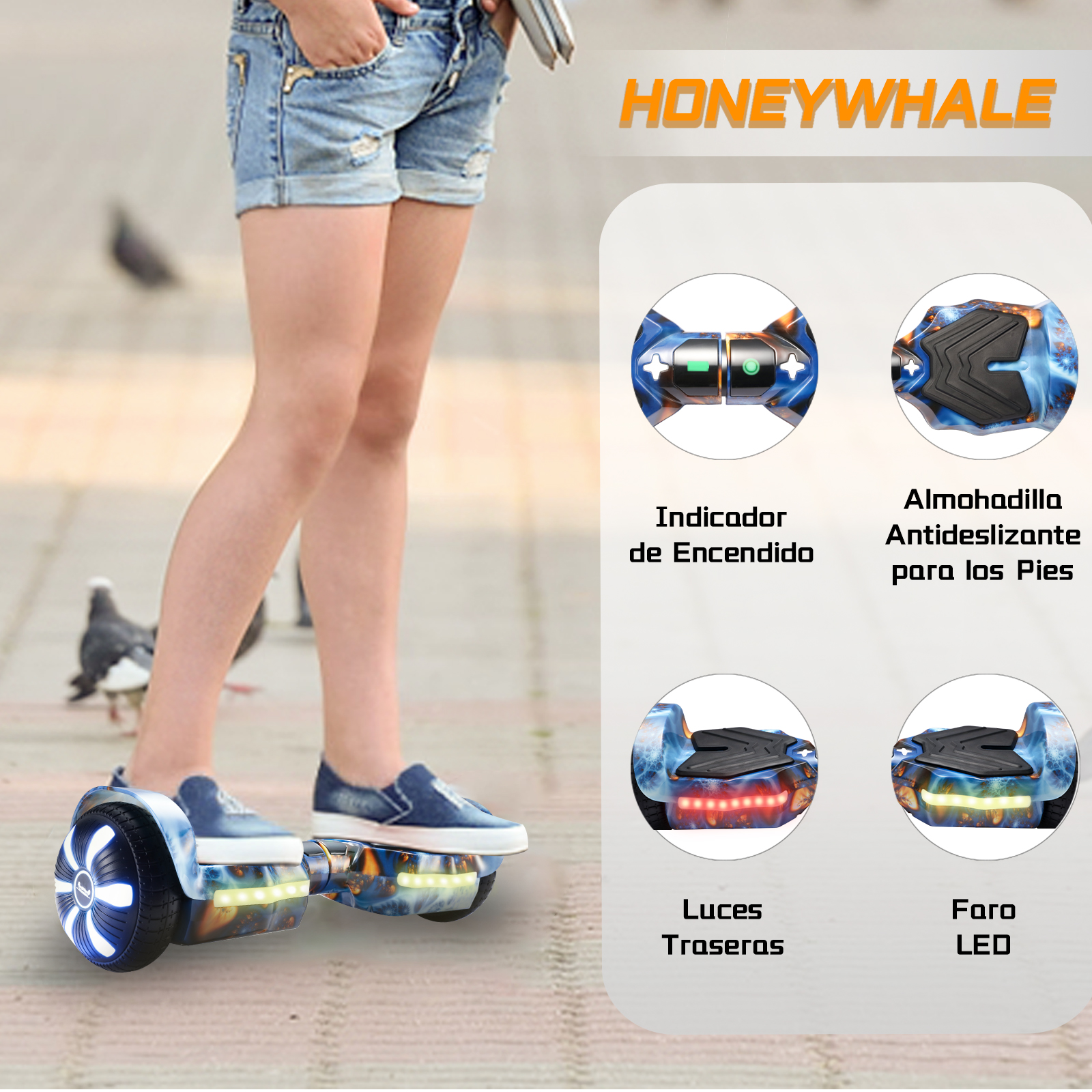 Foto 7 pulgar | Hoverboard Eléctrico Infantil Honey Whale K1 Azul Estrella