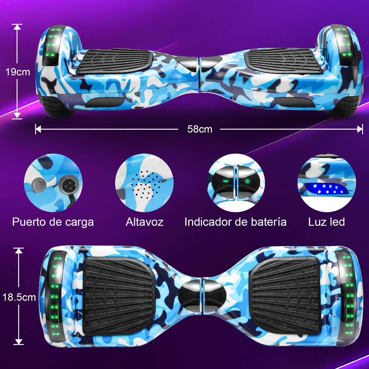 Foto 2 | Hoverboard Electrico Infantil Honey Whale Z1 Azul