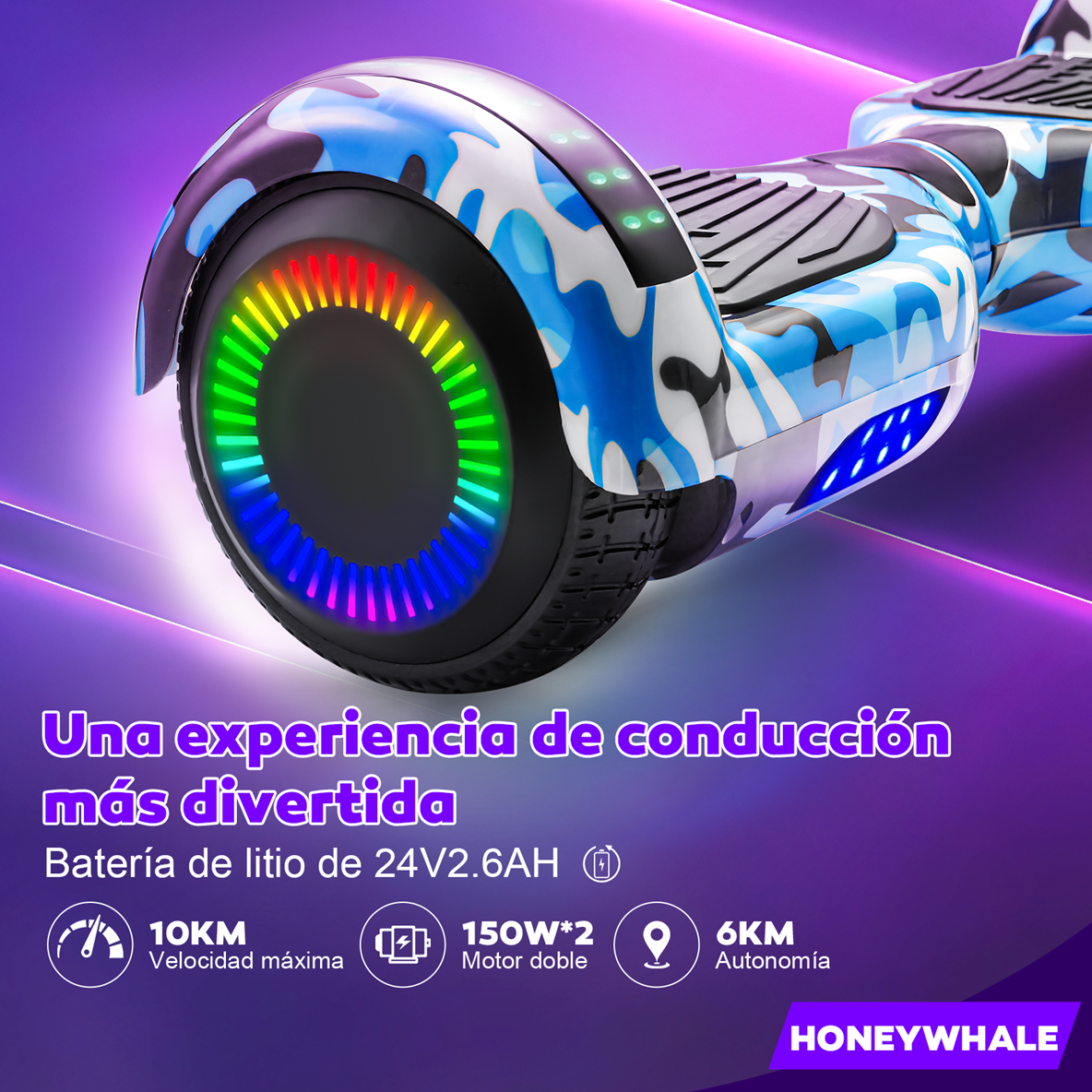 Foto 6 pulgar | Hoverboard Electrico Infantil Honey Whale Z1 Azul