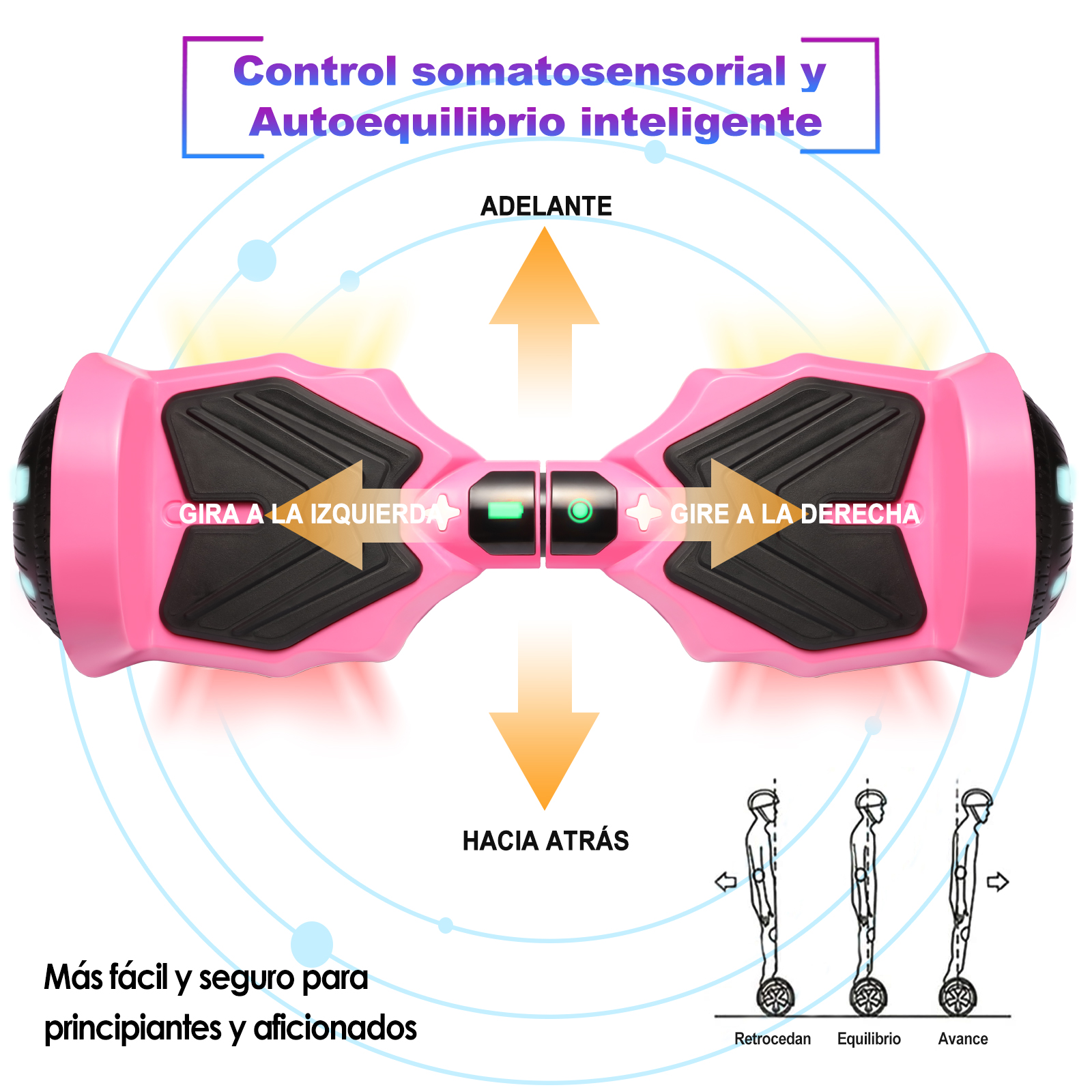 Foto 5 pulgar | Hoverboard Eléctrico Infantil Honey Whale K1 Rosa