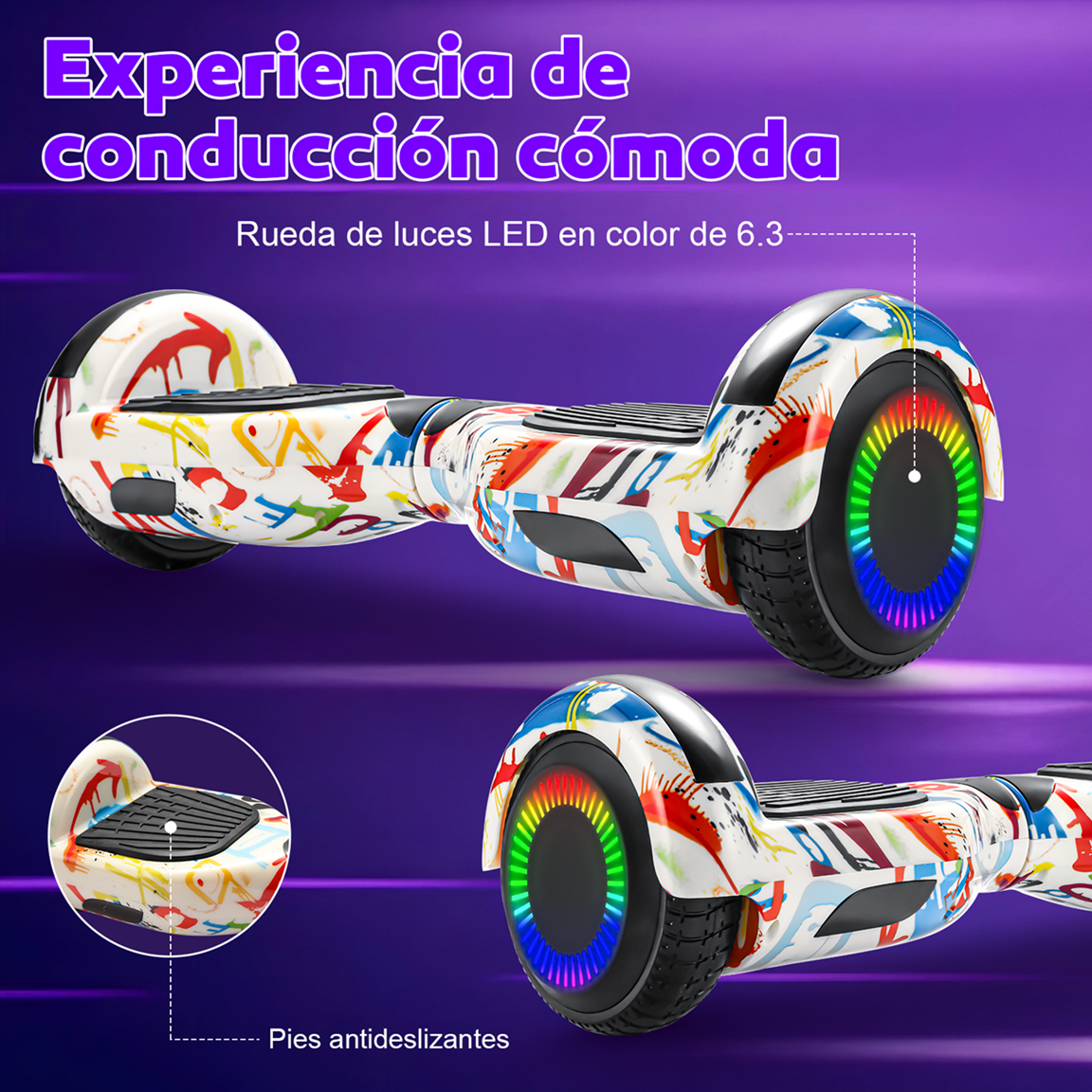 Foto 4 pulgar | Patinete Eléctrico Infantil Honey Whale Z1 Blanco Graffiti 10 km/h 6 km Autonomía