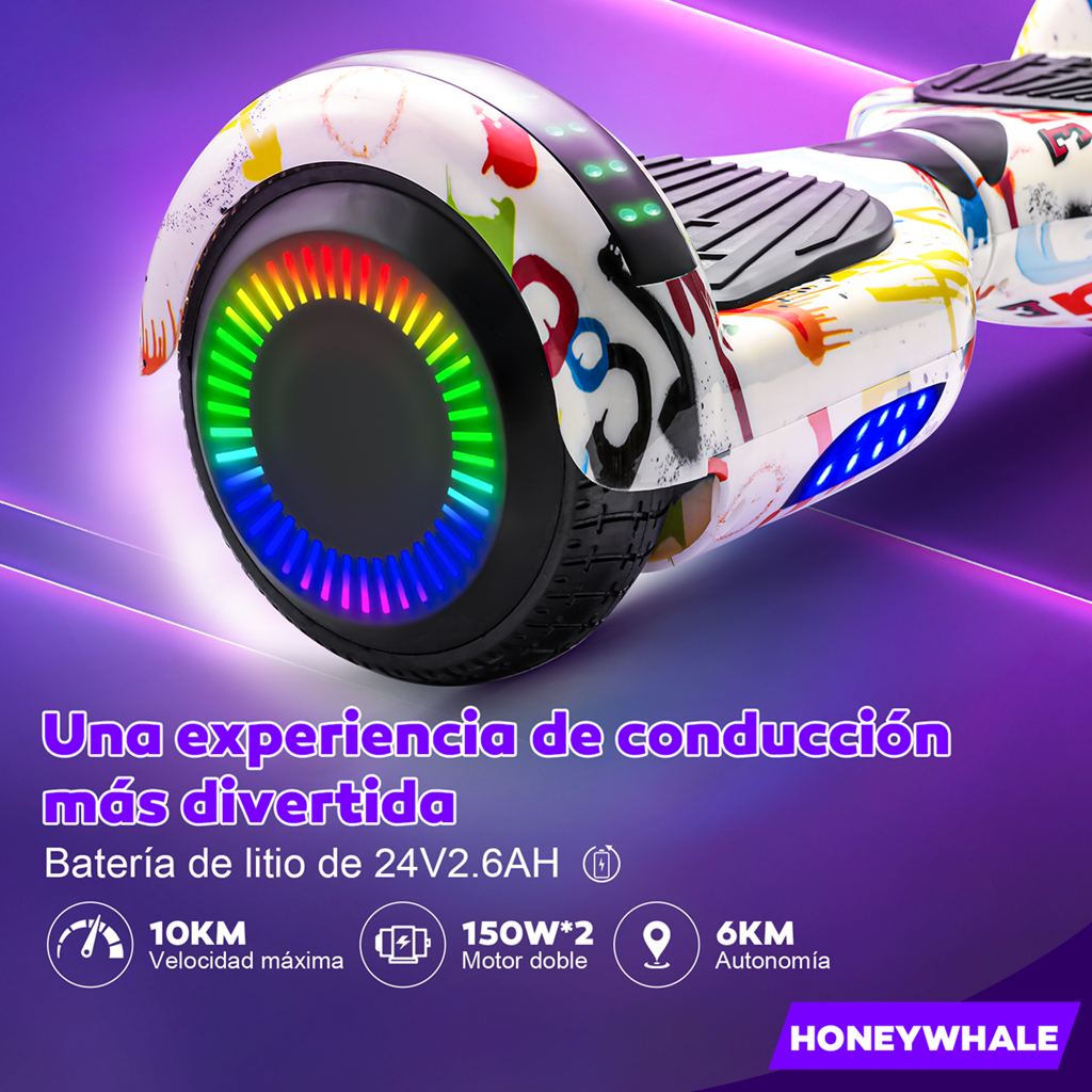 Foto 6 pulgar | Patinete Eléctrico Infantil Honey Whale Z1 Blanco Graffiti 10 km/h 6 km Autonomía