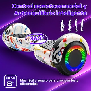 Foto 6 | Patinete Eléctrico Infantil Honey Whale Z1 Blanco Graffiti 10 km/h 6 km Autonomía