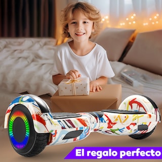 Foto 7 | Patinete Eléctrico Infantil Honey Whale Z1 Blanco Graffiti 10 km/h 6 km Autonomía