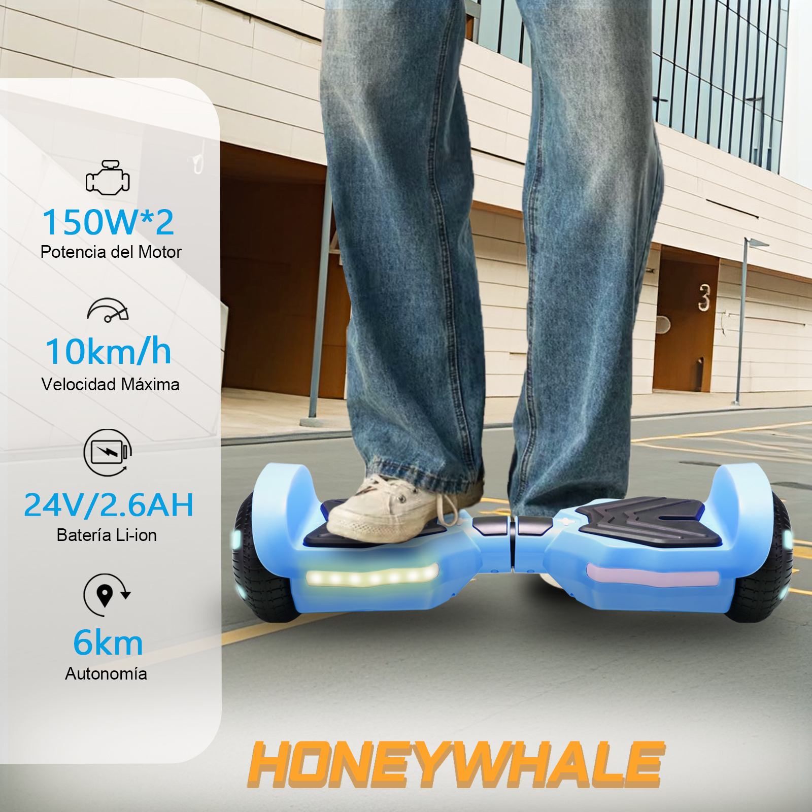 Foto 3 pulgar | Hoverboard Eléctrico Infantil Honey Whale K1 Azul