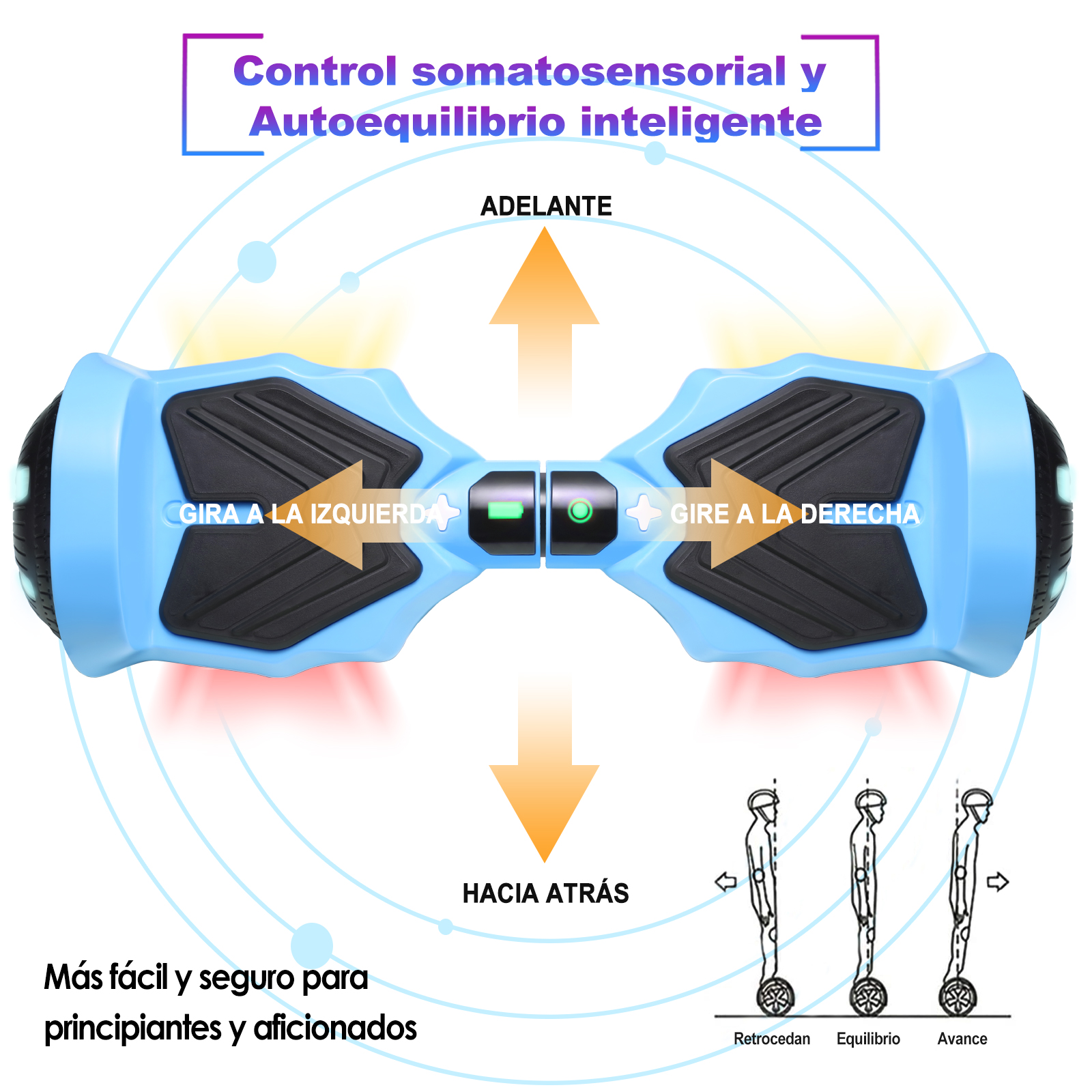 Foto 5 pulgar | Hoverboard Eléctrico Infantil Honey Whale K1 Azul