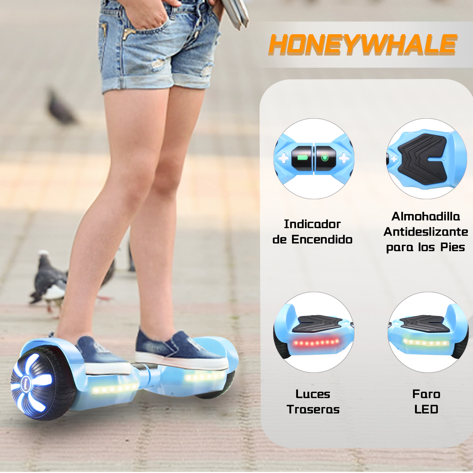 Foto 7 pulgar | Hoverboard Eléctrico Infantil Honey Whale K1 Azul