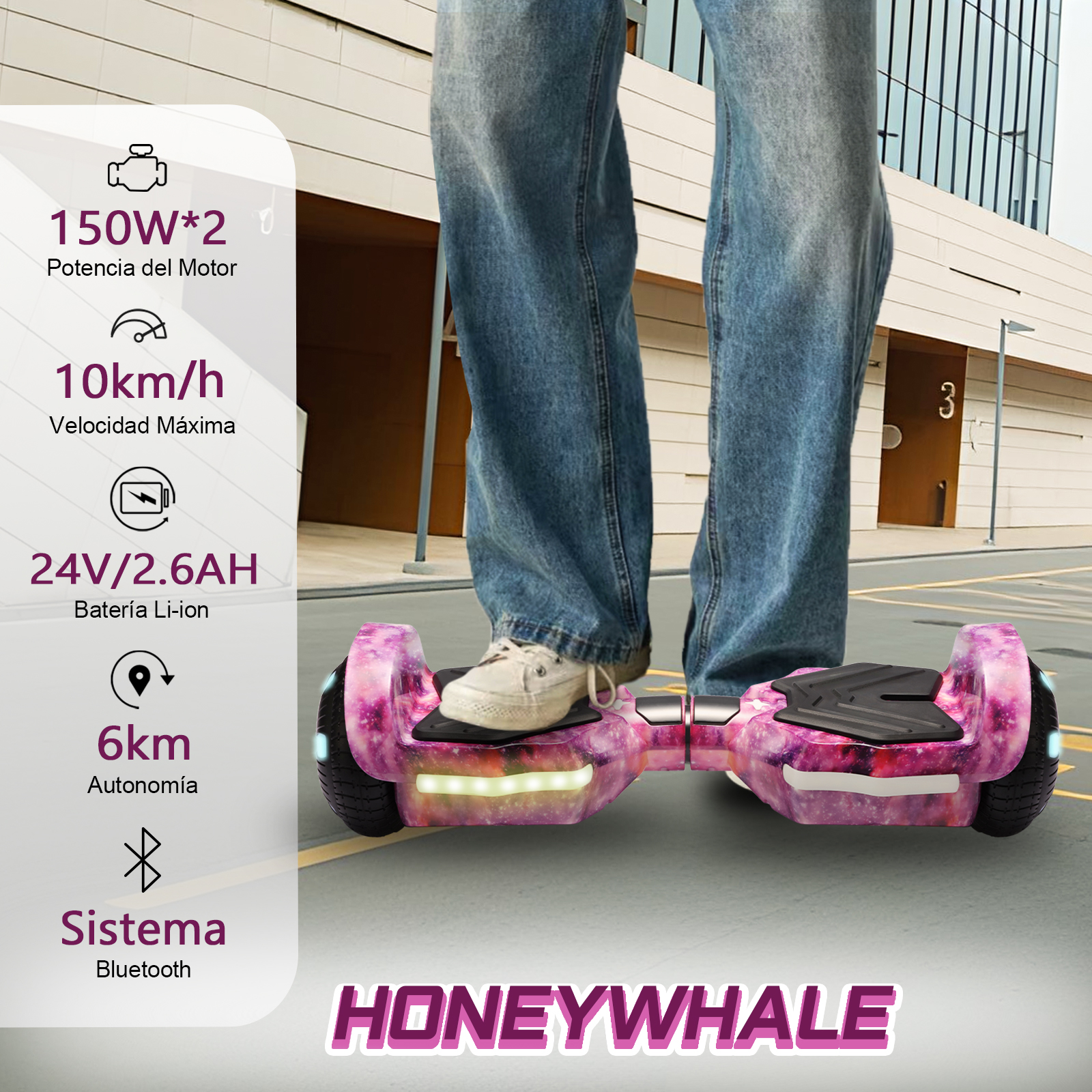 Foto 9 pulgar | Hoverboard Eléctrico Infantil Honey Whale K1-max Violeta