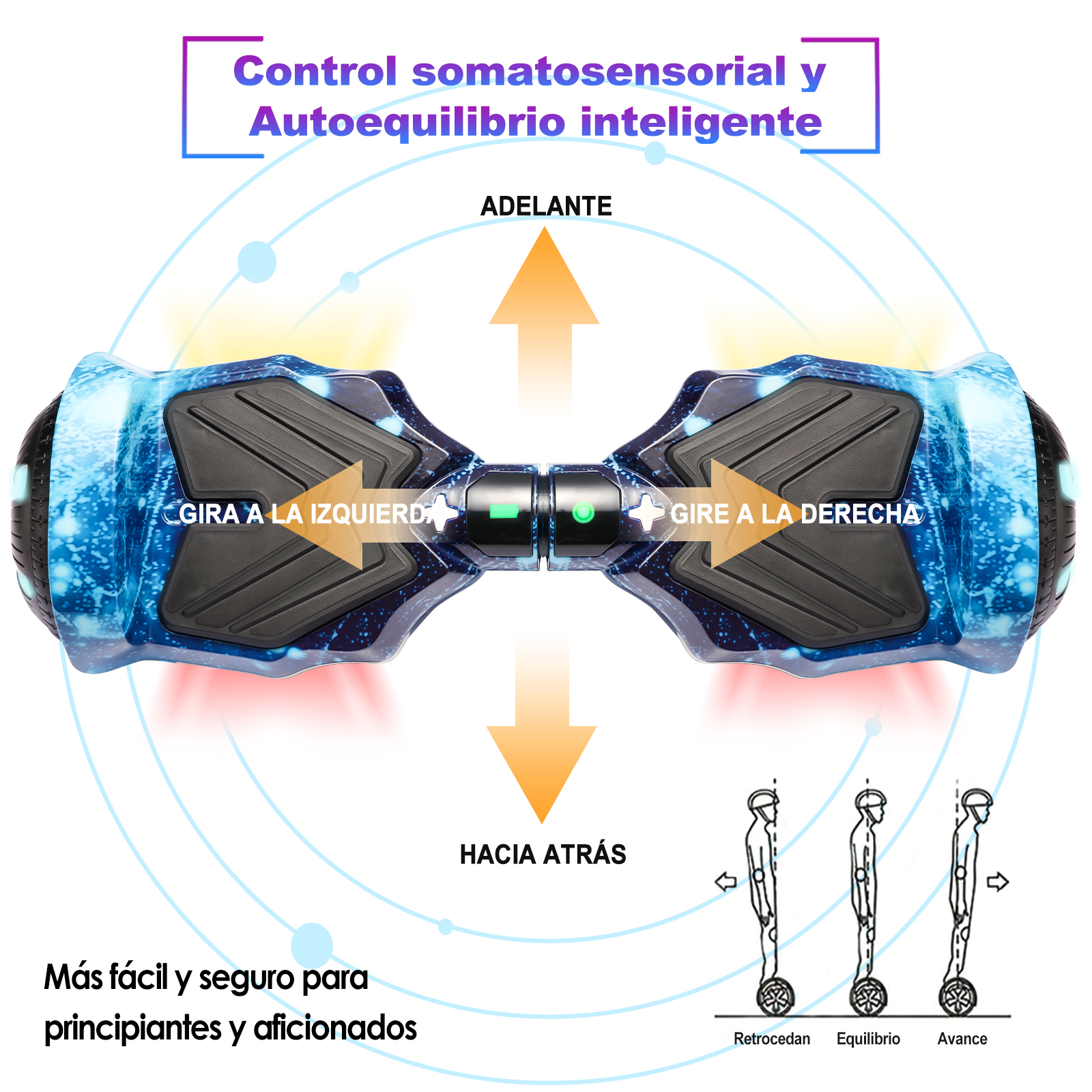 Foto 5 pulgar | Hoverboard Eléctrico Infantil Honey Whale K1 Azul Espacial