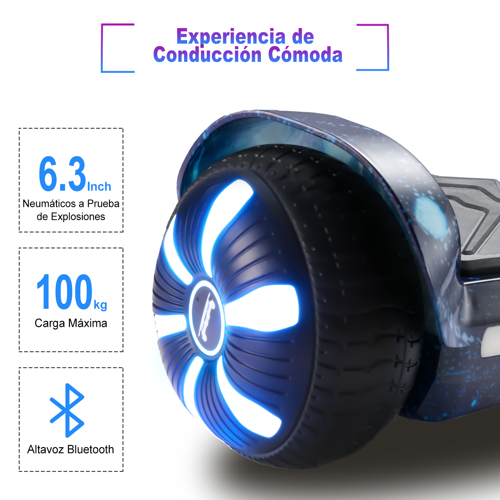 Foto 6 pulgar | Hoverboard Eléctrico Infantil Honey Whale K1 Azul Espacial