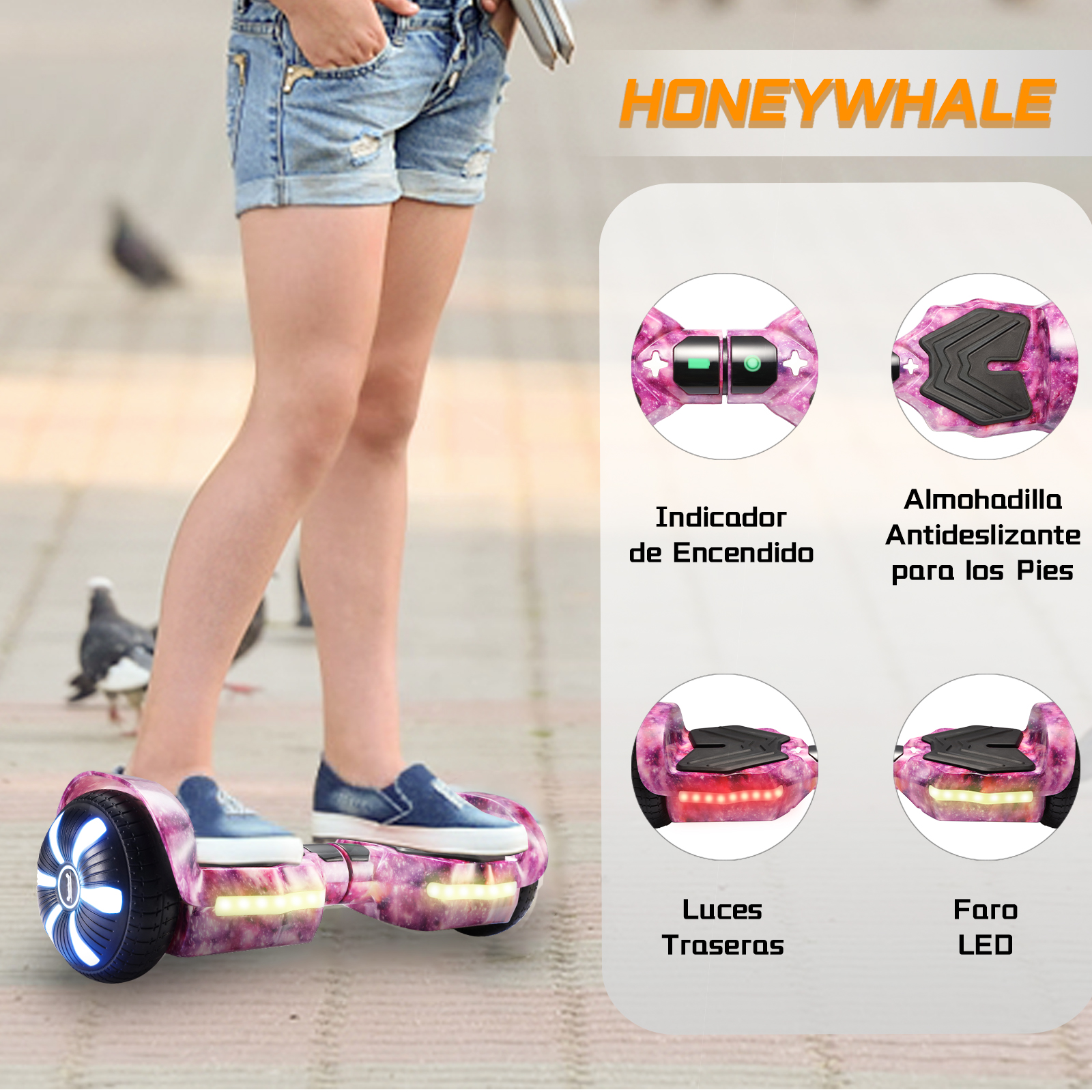 Foto 7 pulgar | Hoverboard Eléctrico Infantil Honey Whale K1 Violeta