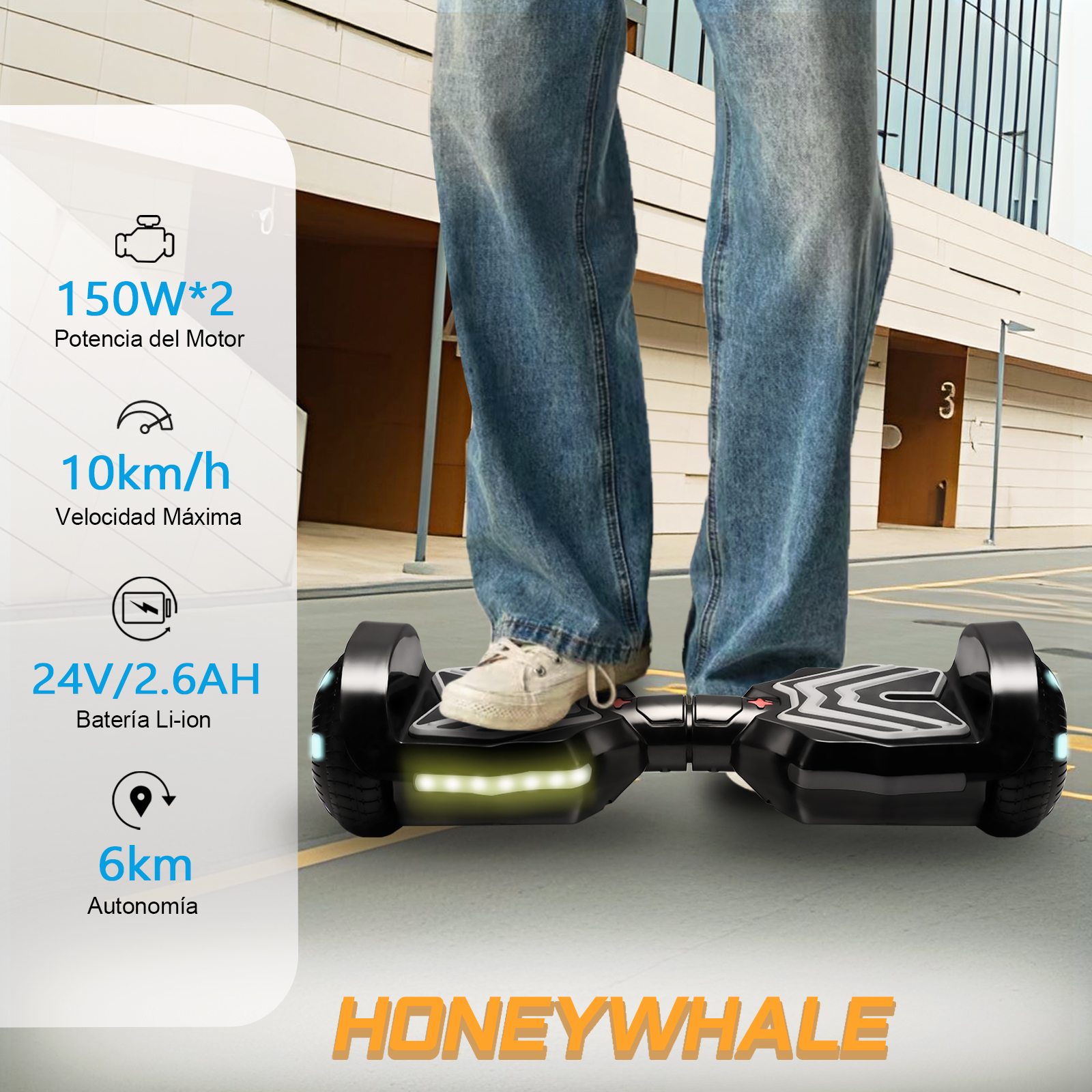 Foto 3 pulgar | Hoverboard Electrico Infantil Honey Whale K1  Negro