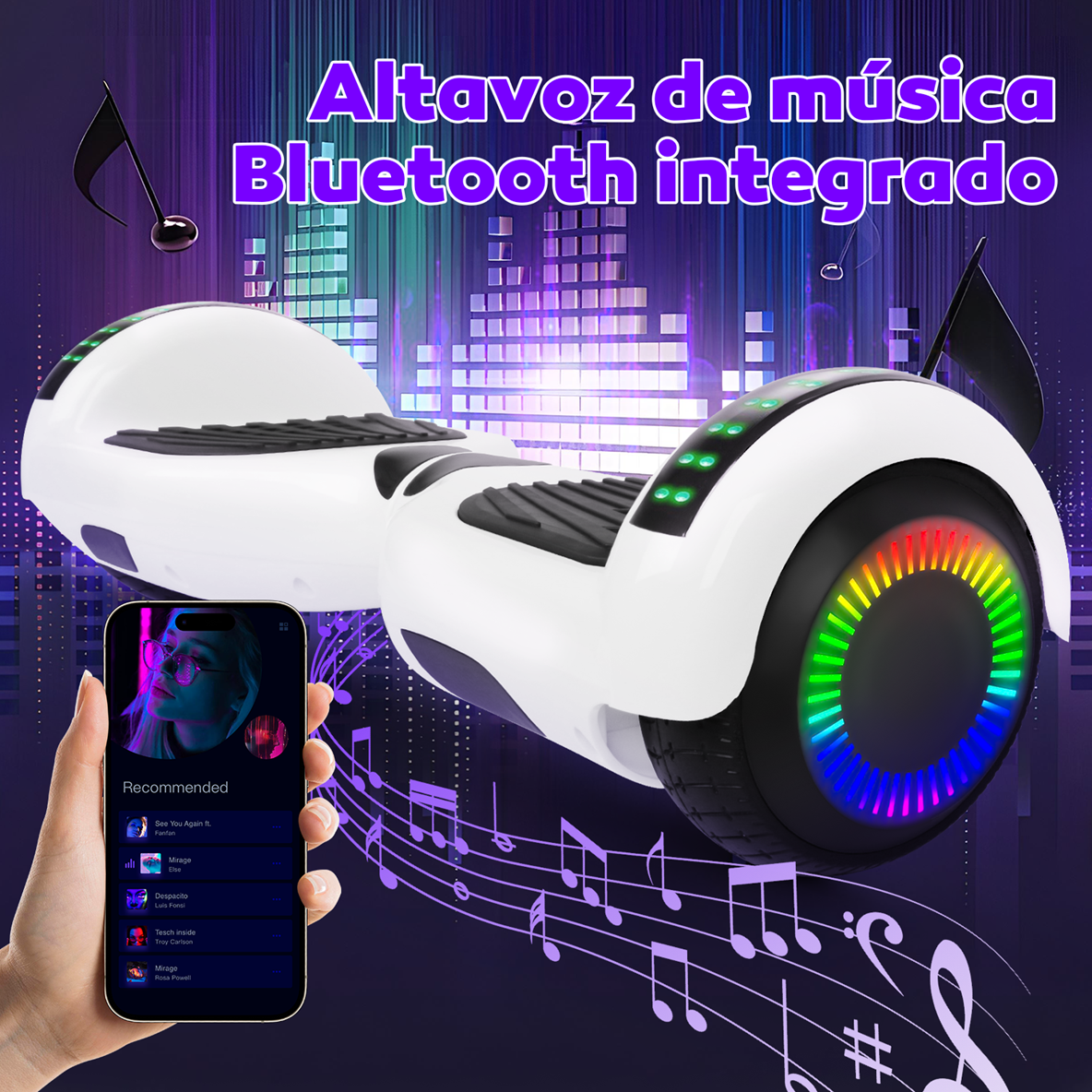 Foto 5 pulgar | Hoverboard Eléctrico Infantil Honey Whale Z1 Blanco