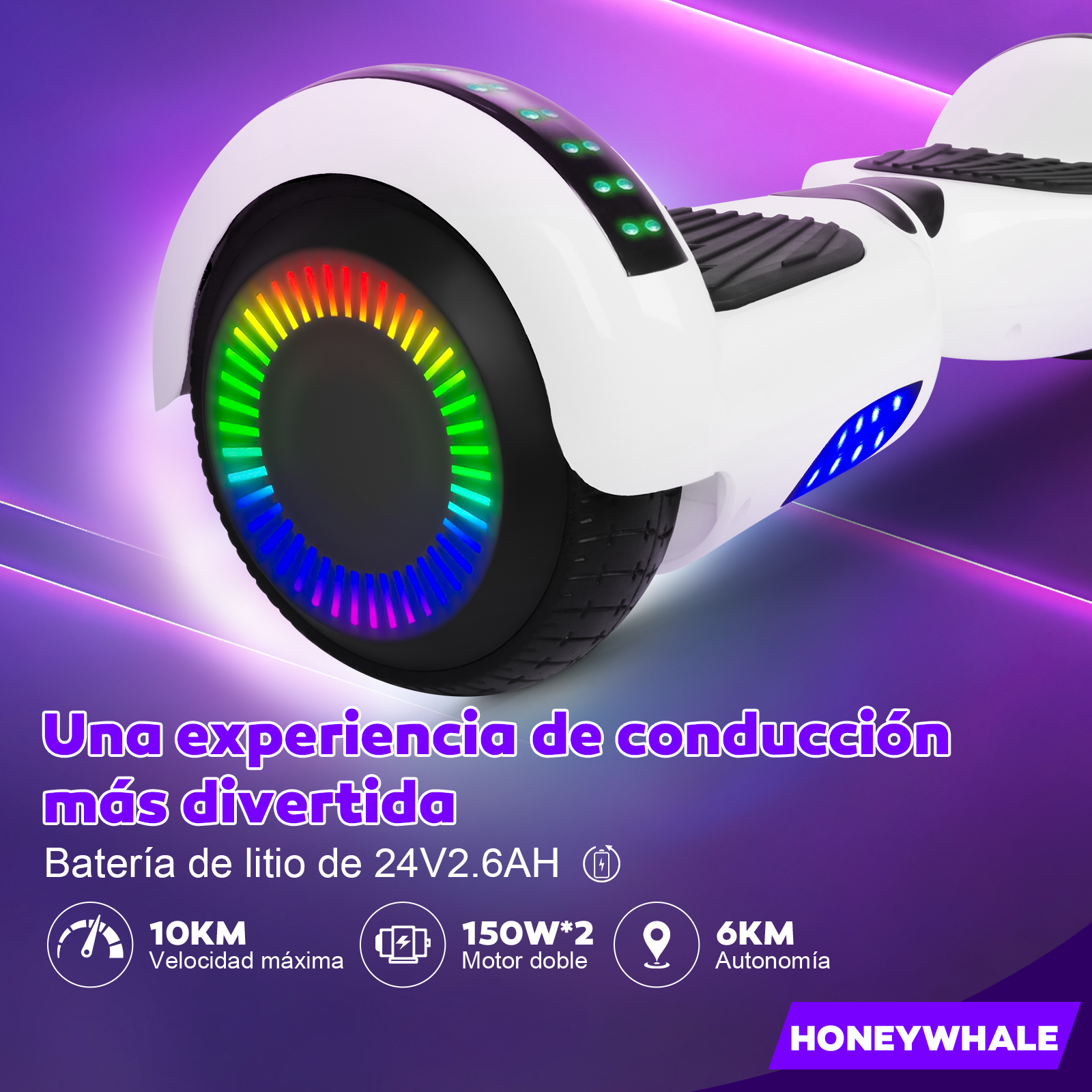 Foto 6 pulgar | Hoverboard Eléctrico Infantil Honey Whale Z1 Blanco