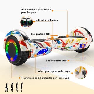 Foto 2 | Hoverboard Eléctrico Infantil Z1 Max Blanco Graffiti