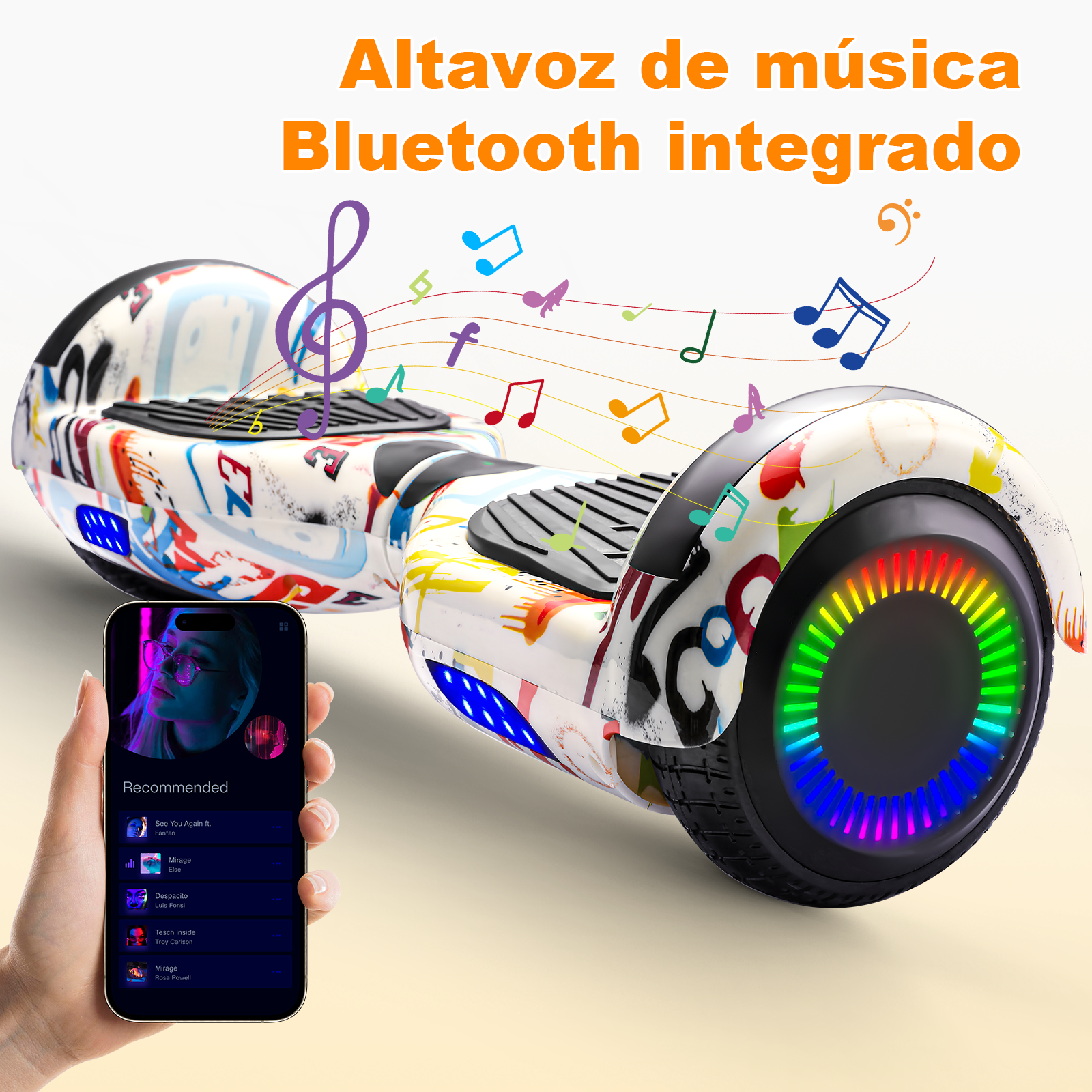 Foto 4 | Hoverboard Eléctrico Infantil Z1 Max Blanco Graffiti
