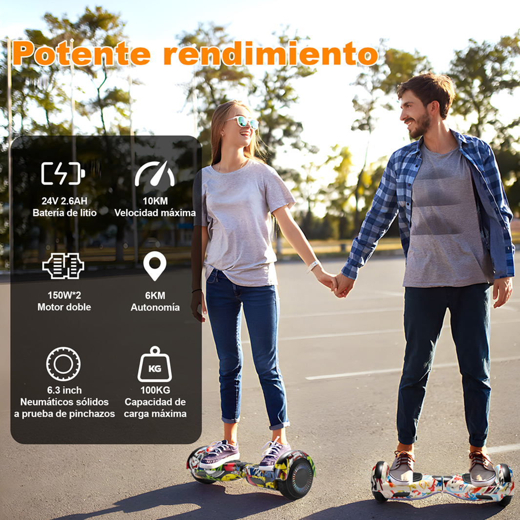 Foto 7 | Hoverboard Eléctrico Infantil Z1 Max Blanco Graffiti