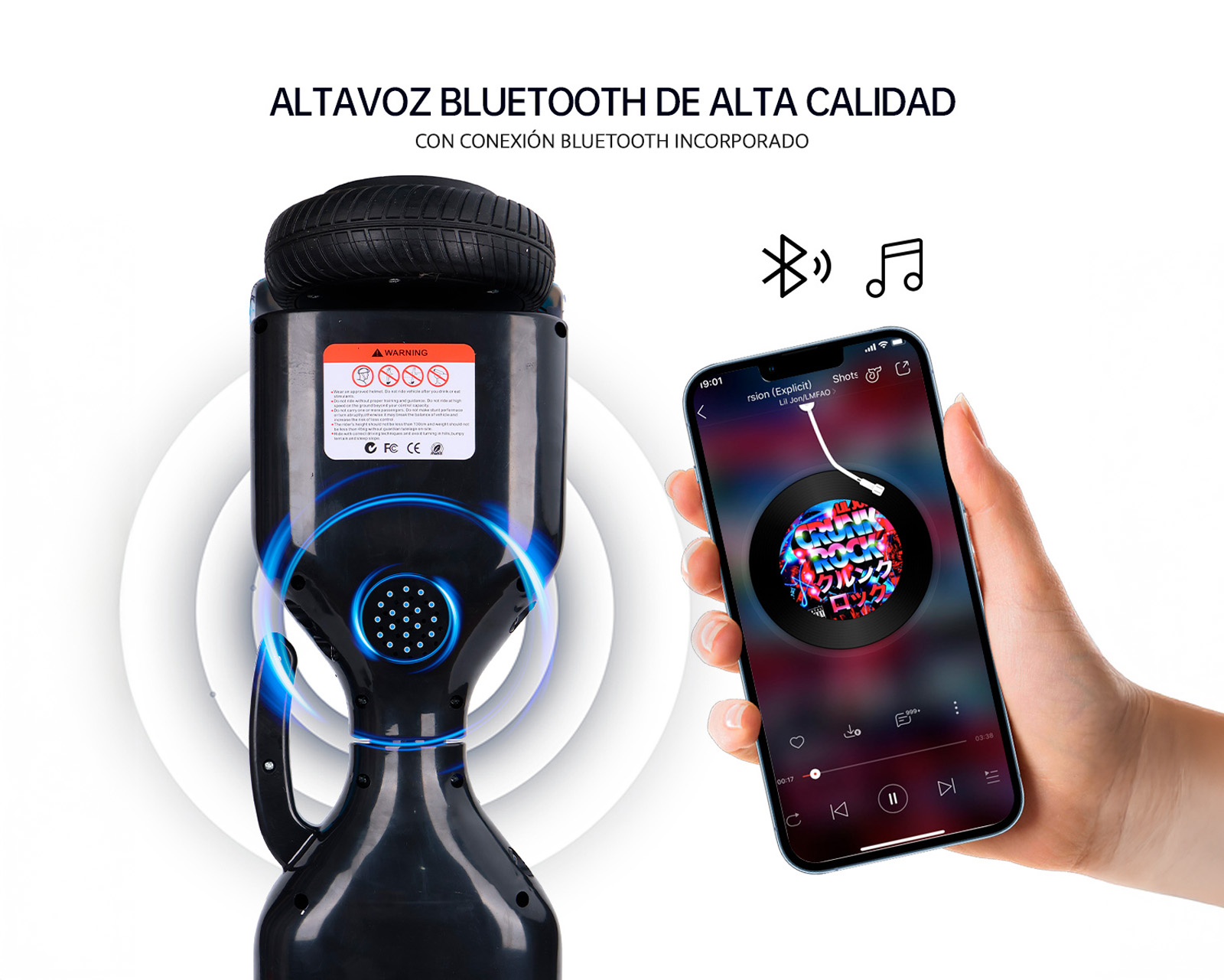 Foto 7 pulgar | Patineta Eléctrica Hoverboard 6.5'' Basitex