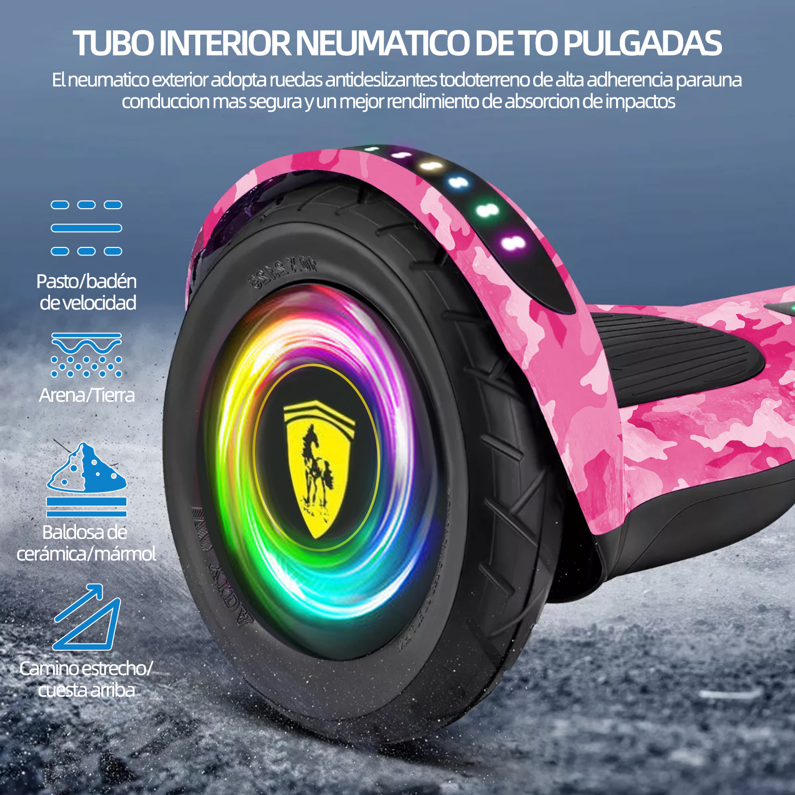 Foto 5 pulgar | Patinete Eléctrico Hoverboard Mirrend T1 Bluetooth 7 Pulgadas