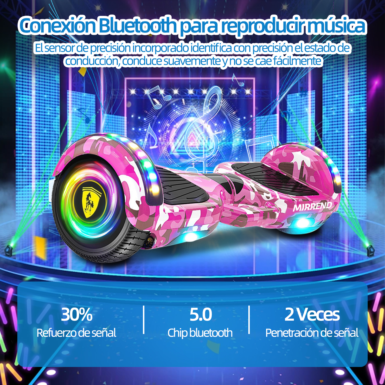 Foto 6 pulgar | Patinete Eléctrico Hoverboard Mirrend T1 Bluetooth 7 Pulgadas